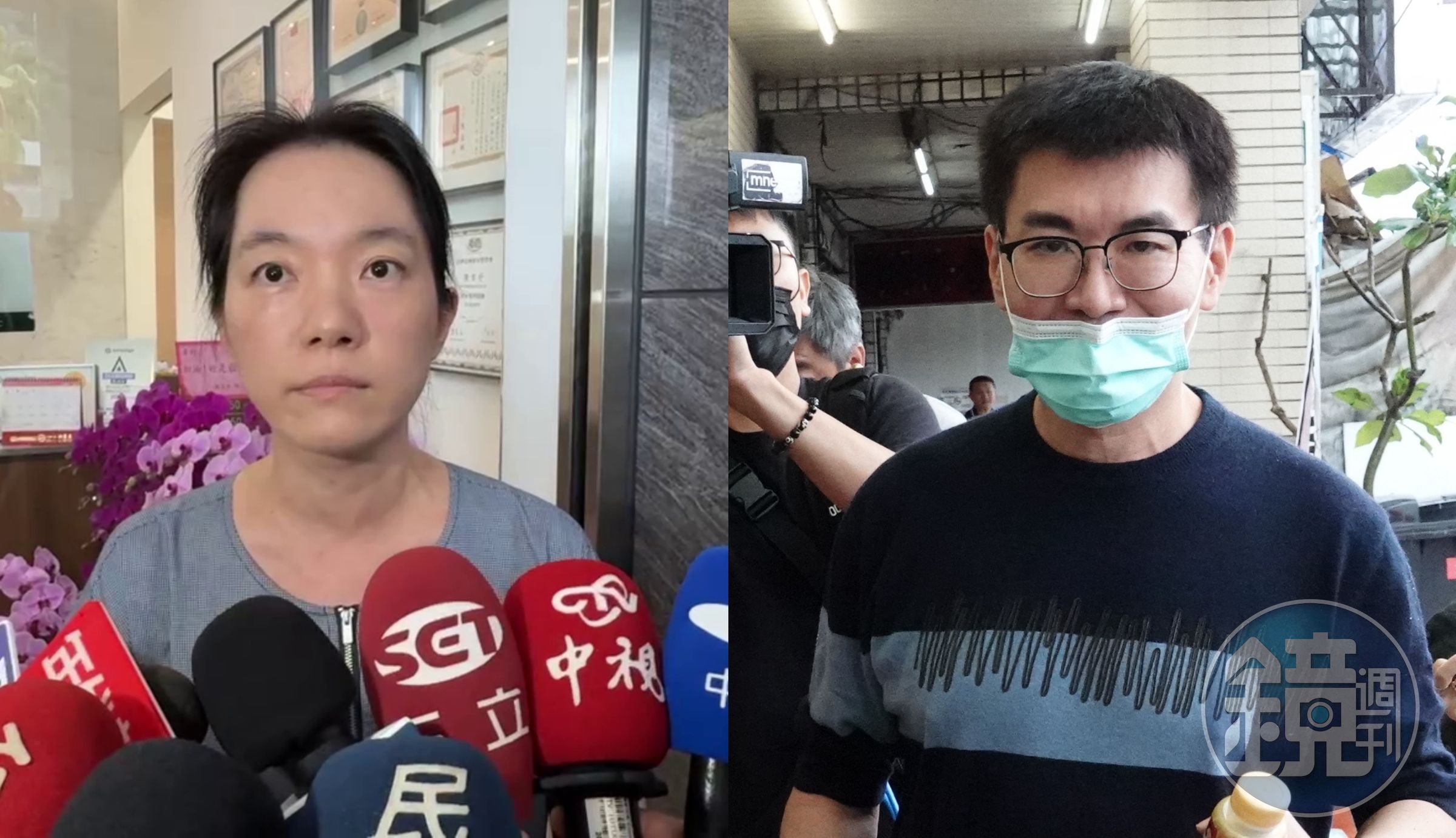 趙建銘(右)、陳幸妤(左)25日分別出面受訪,針對離婚風波隔空交鋒。
