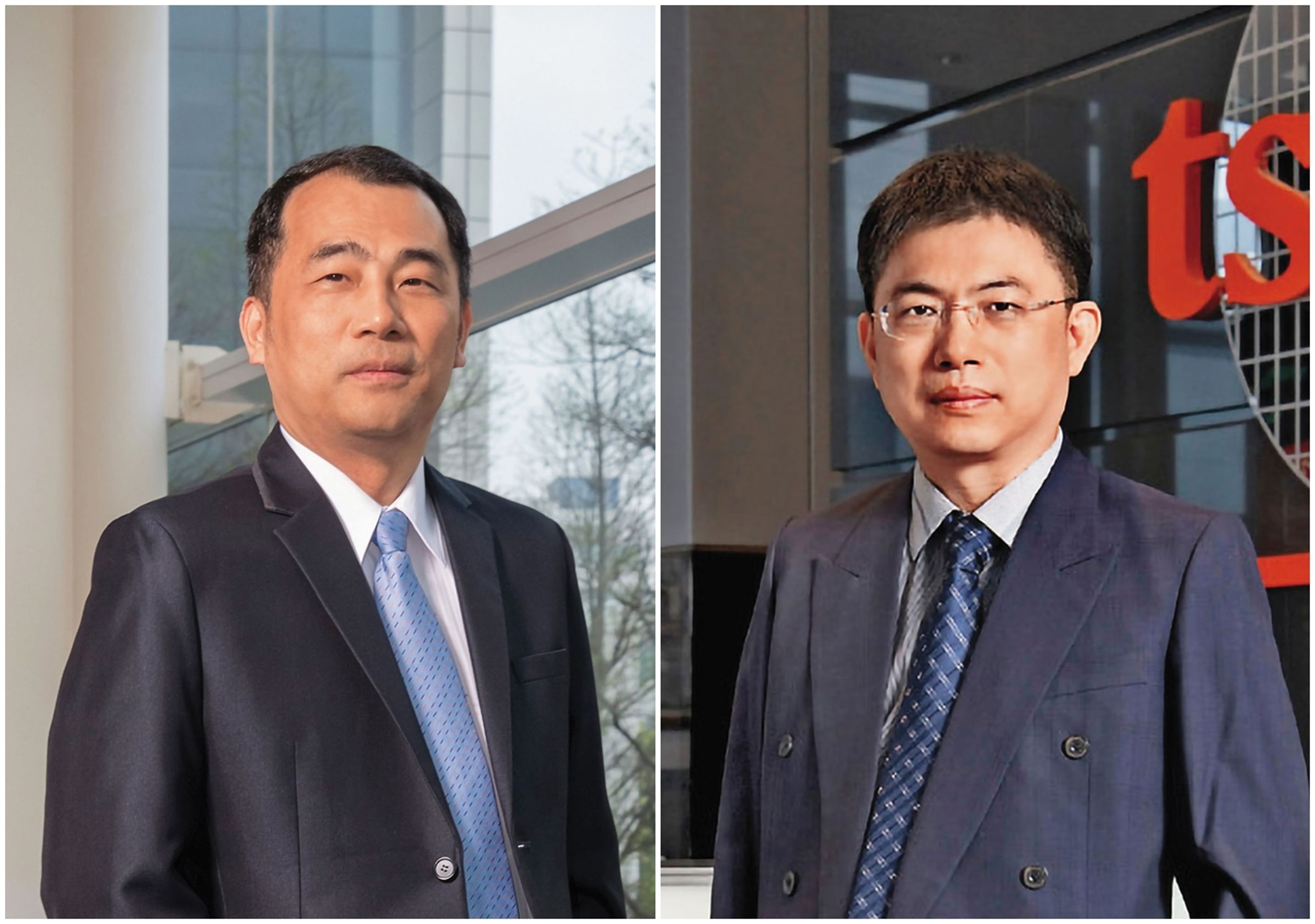 擔任美國廠救火隊長的王英郎(右),被視為台積電明日之星,曾屢創台積電最年輕主管的紀錄;負責台積電先進製程研發的副總經理張宗生(左),重要性與日俱增。(清華大學校友會提供/翻攝台積電官網)