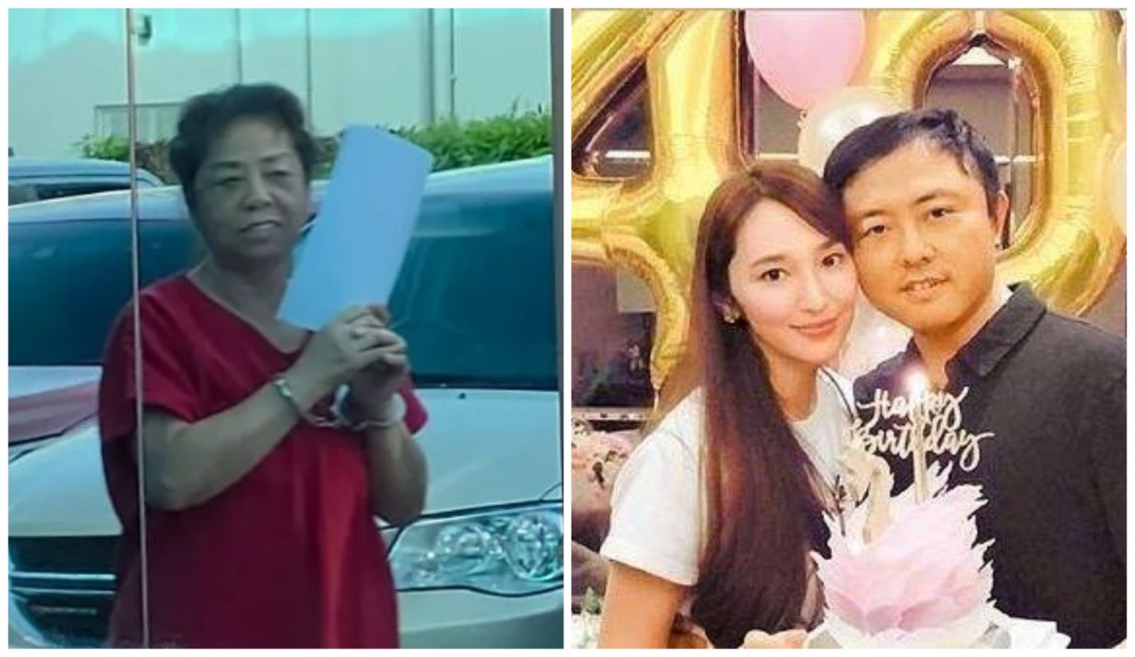 崔麗杰（左圖）遭上銬出庭，試圖以手中紙張遮擋鏡頭，但神情仍被一旁的玻璃反射。右圖為吳佩慈和紀曉波。（圖／翻攝自mvariety670 IG、微博照片）