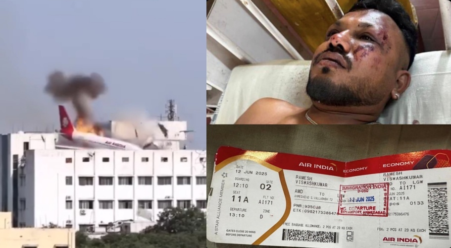 AI171唯一生還者維什瓦什首度現身，語帶哽咽回憶弟弟喪命一刻。（翻攝自Threads）