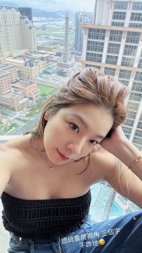 王大陸的姊姊雖在社群發文回應,但也分享她在澳門旅遊照片,還嫌飯店不怎麼樣。(翻攝IG)