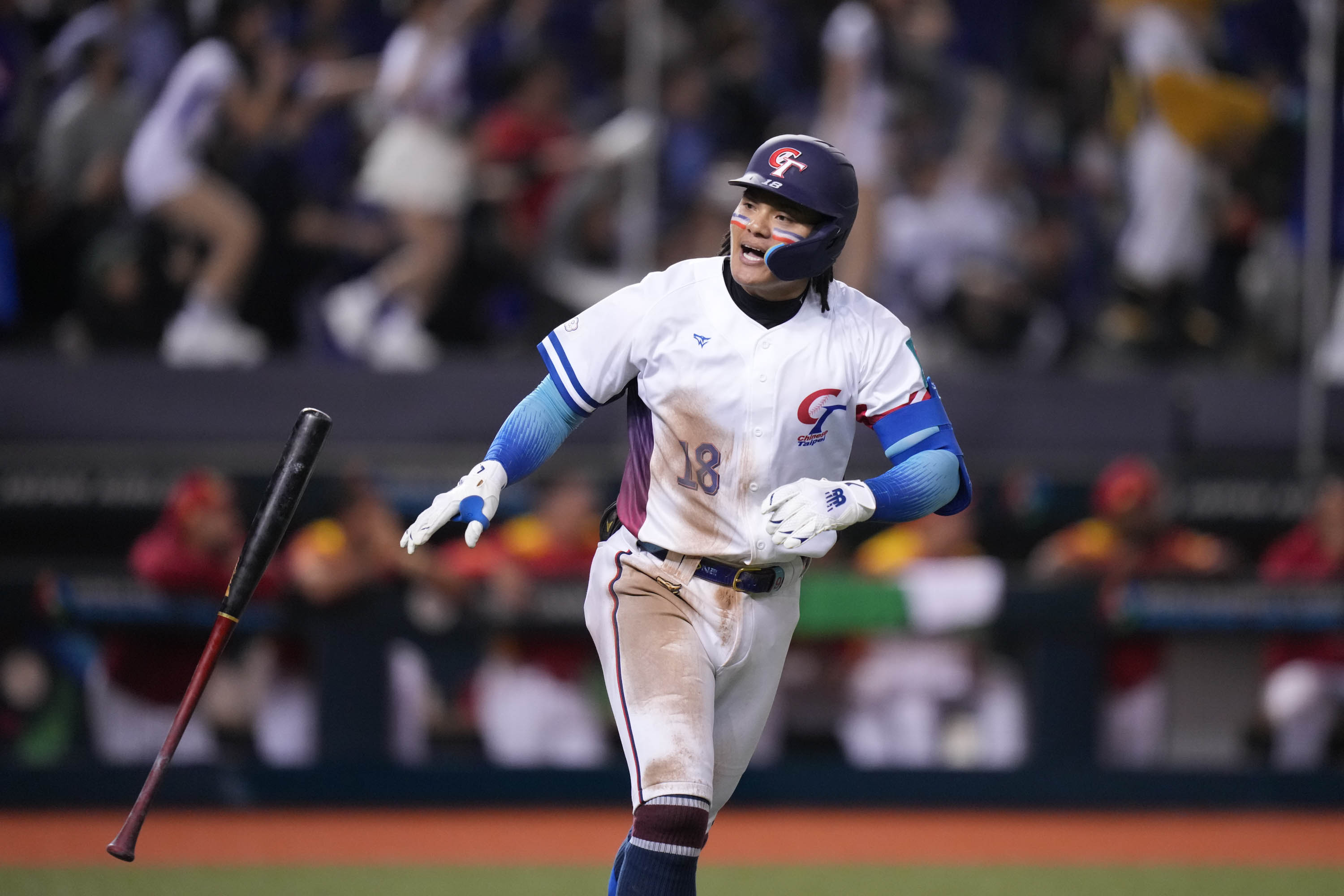 經典賽資格賽台灣隊首戰，張育成炸裂2分砲。（棒協提供）