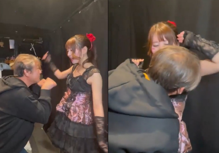 偶像松本晴為了固粉，近日推出原味腋下活動，讓粉絲可近距離「嗅香」。（翻攝X@tkzwgrs-horz）