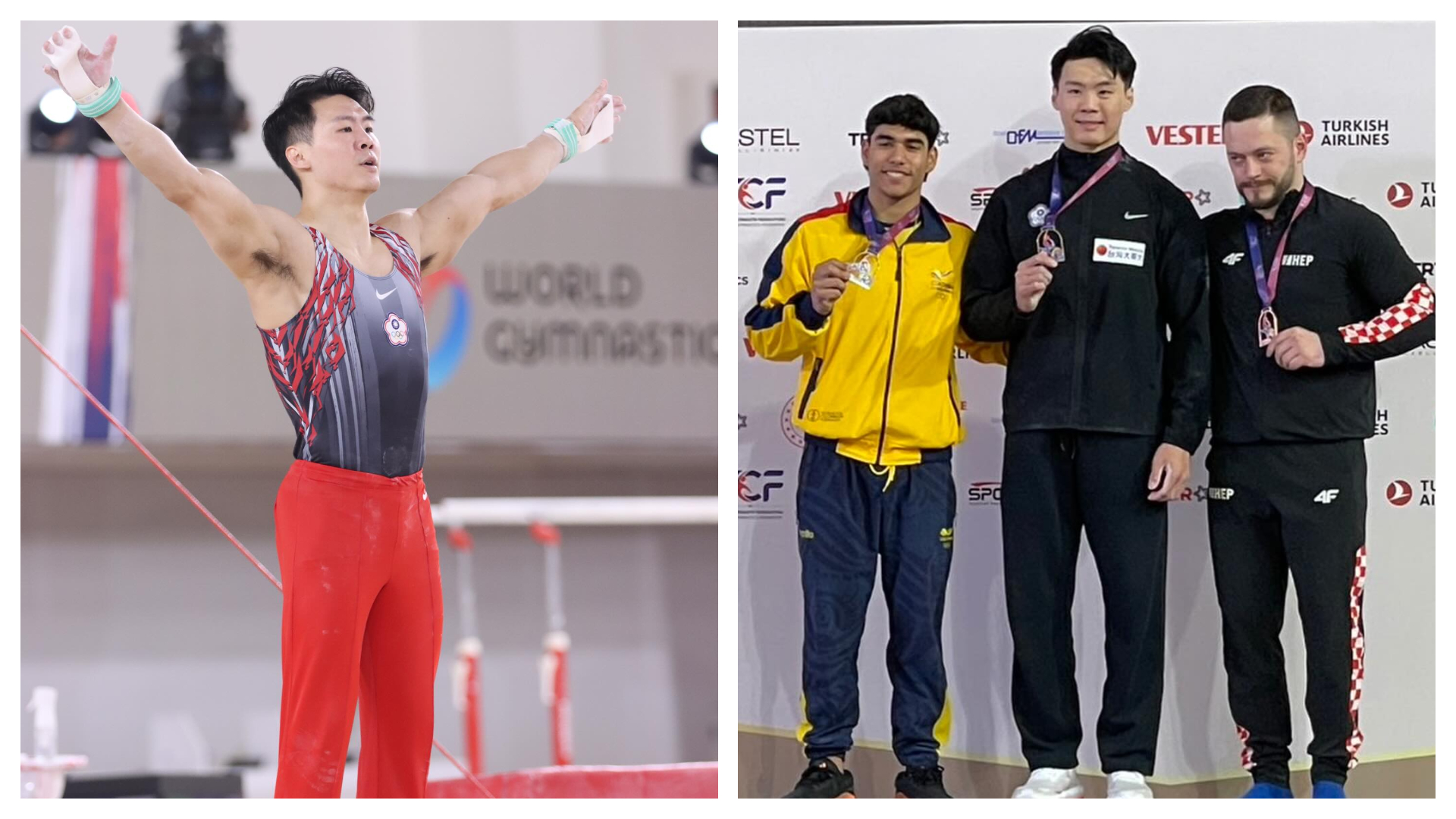 貓王連續在世界盃兩站摘金，「接下來還有一站克羅埃西亞世界盃，繼續挑戰突破自己」。（翻攝自Threads@tang_chiahung1996）