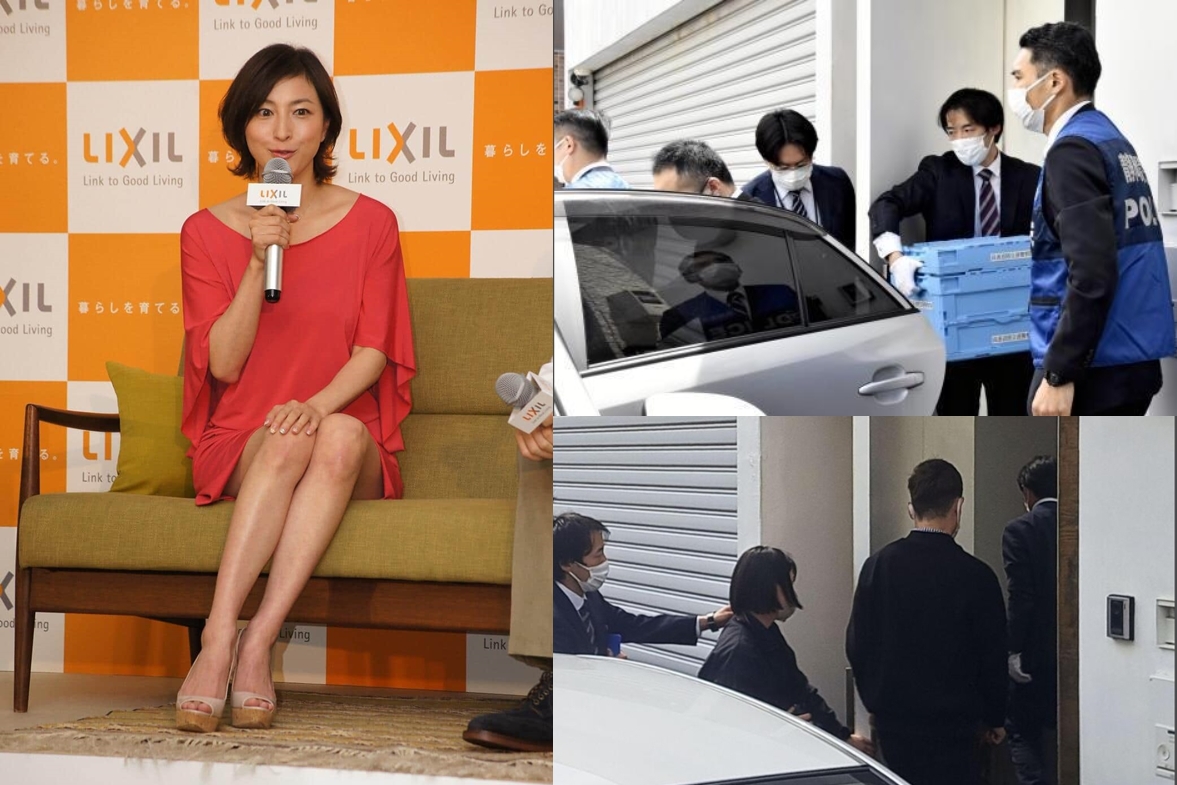 日本警方大動作到廣末涼子家中進行搜索。（翻攝畫面）