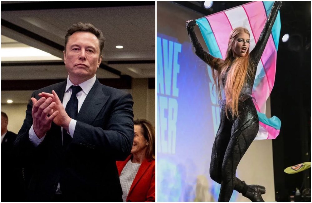 馬斯克21歲跨性別女兒薇薇安（右圖）早前首度登上變裝秀舞台。（翻攝X@elonmuskADO、vivllainous IG）