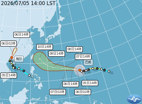 巴威明強度將達巔峰「最快週四發布海陸警」 歐洲最新預測:從花蓮登陸