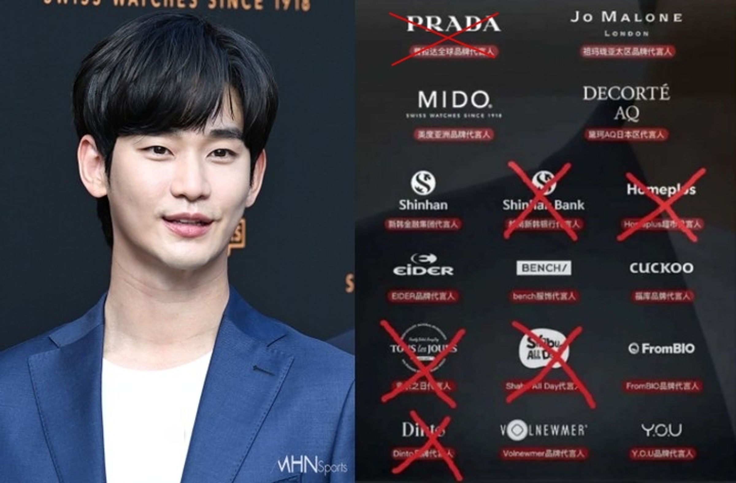 金秀賢疑與金賽綸未成年時交往，人格受到質疑，代言一個一個掉。（網路圖片）