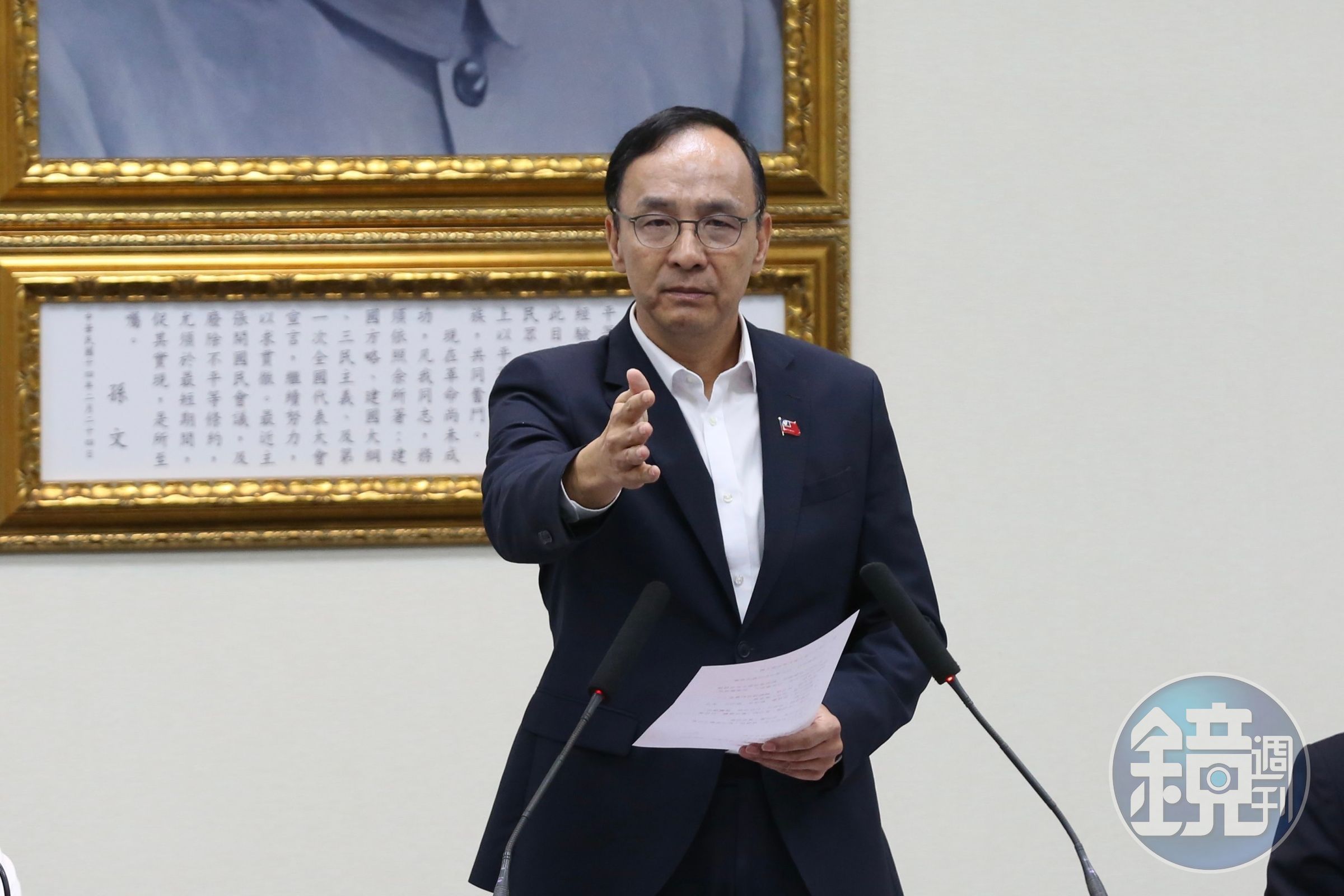 國民黨主席朱立倫(圖)坦言「藍白合有一點卡關」。