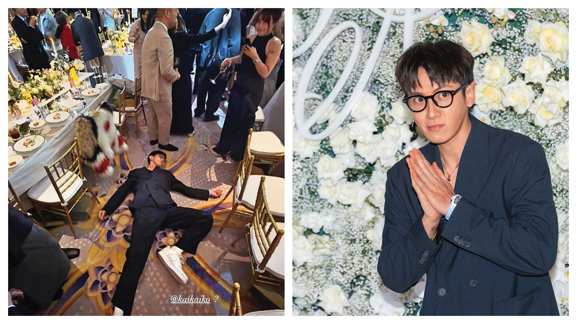 柯震東透過經紀公司出面澄清，強調只是配合拍照的趣味動作，並非爛醉失態。（翻攝自Instagram@ozifp、本刊資料照）