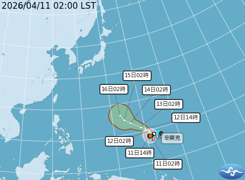 中颱「辛樂克」最新路徑。（氣象署提供）