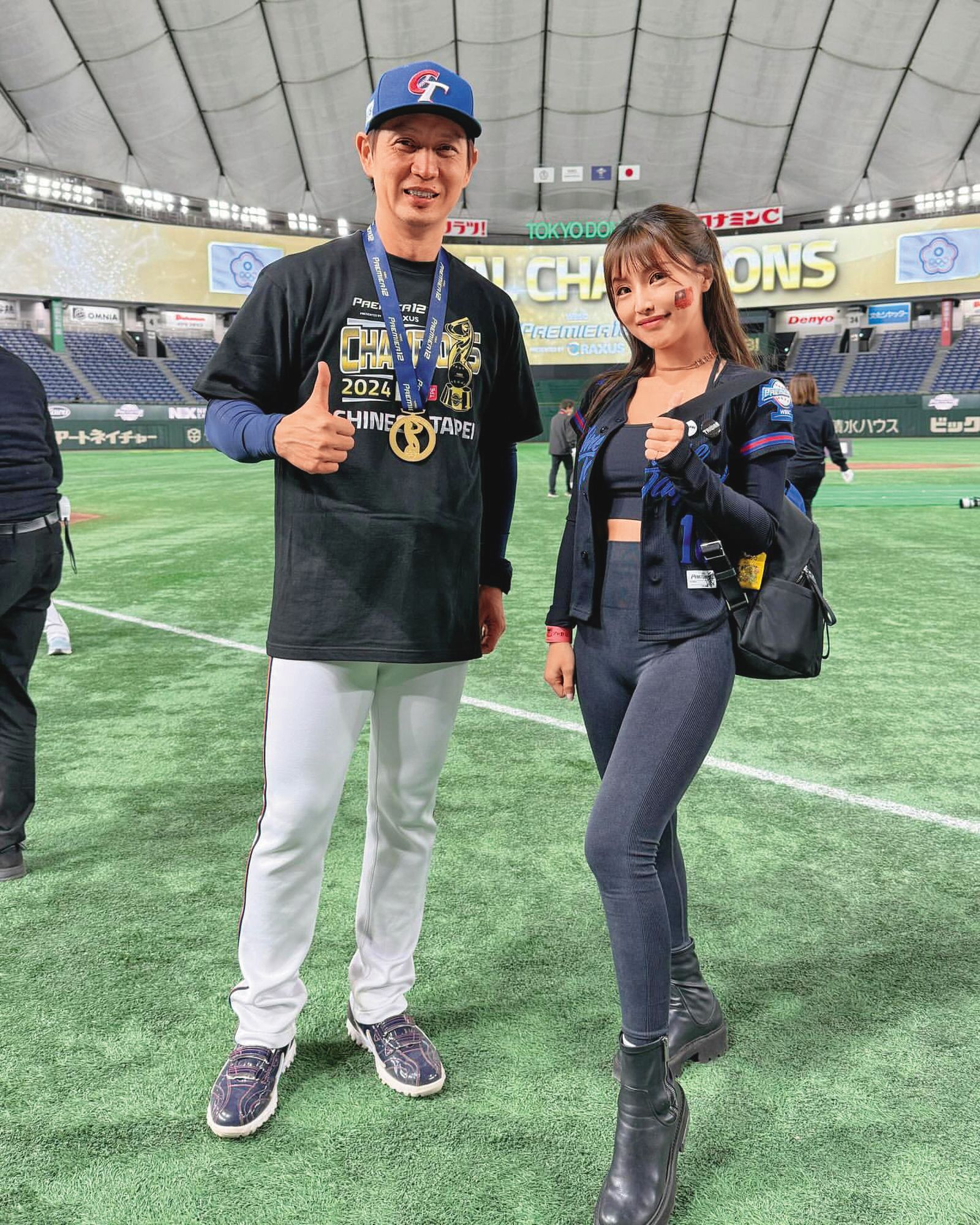 林倪安（右）曾遭爆料介入統一獅教練高志綱（左）的婚姻，雙方對此都透過管道否認並採取法律行動。（翻攝自林倪安IG)