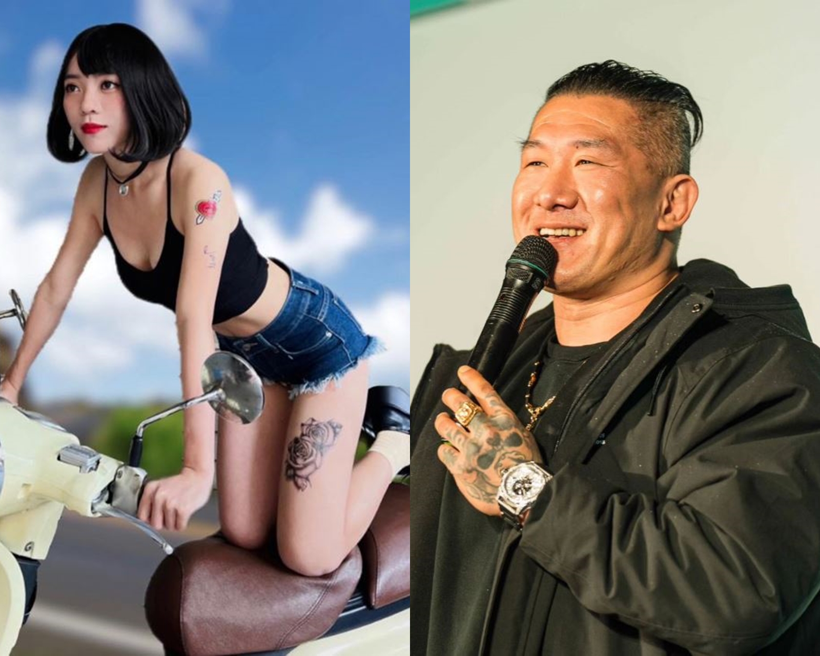 網紅館長陳之漢（右）批評黃捷（左）脫衣賣肉騙選票。（翻攝自館長、黃捷IG）