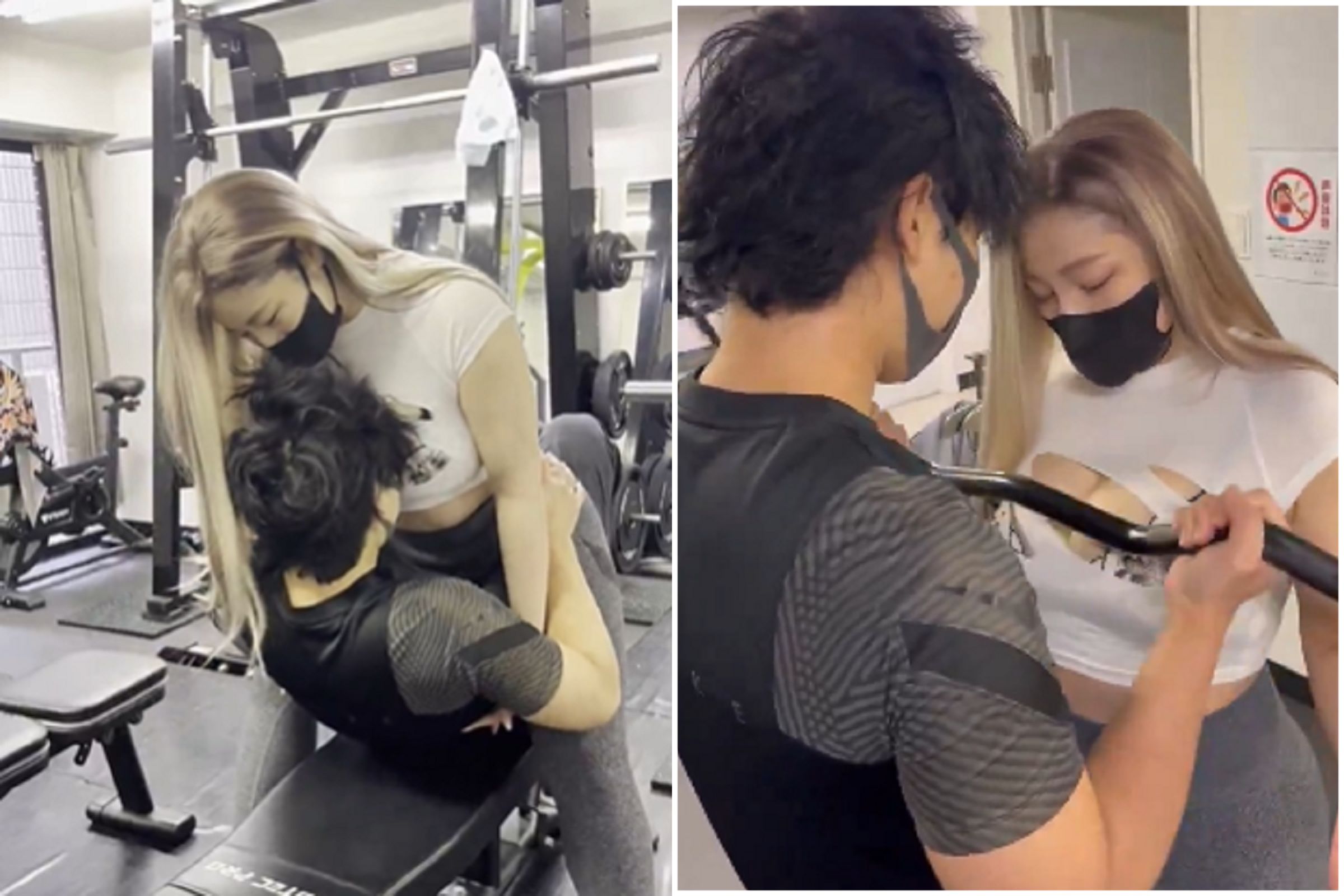 女教練健身頻頻「青蛙撞奶」，最擅長鍛鍊男性！網驚：根本色色。（翻自X平台）