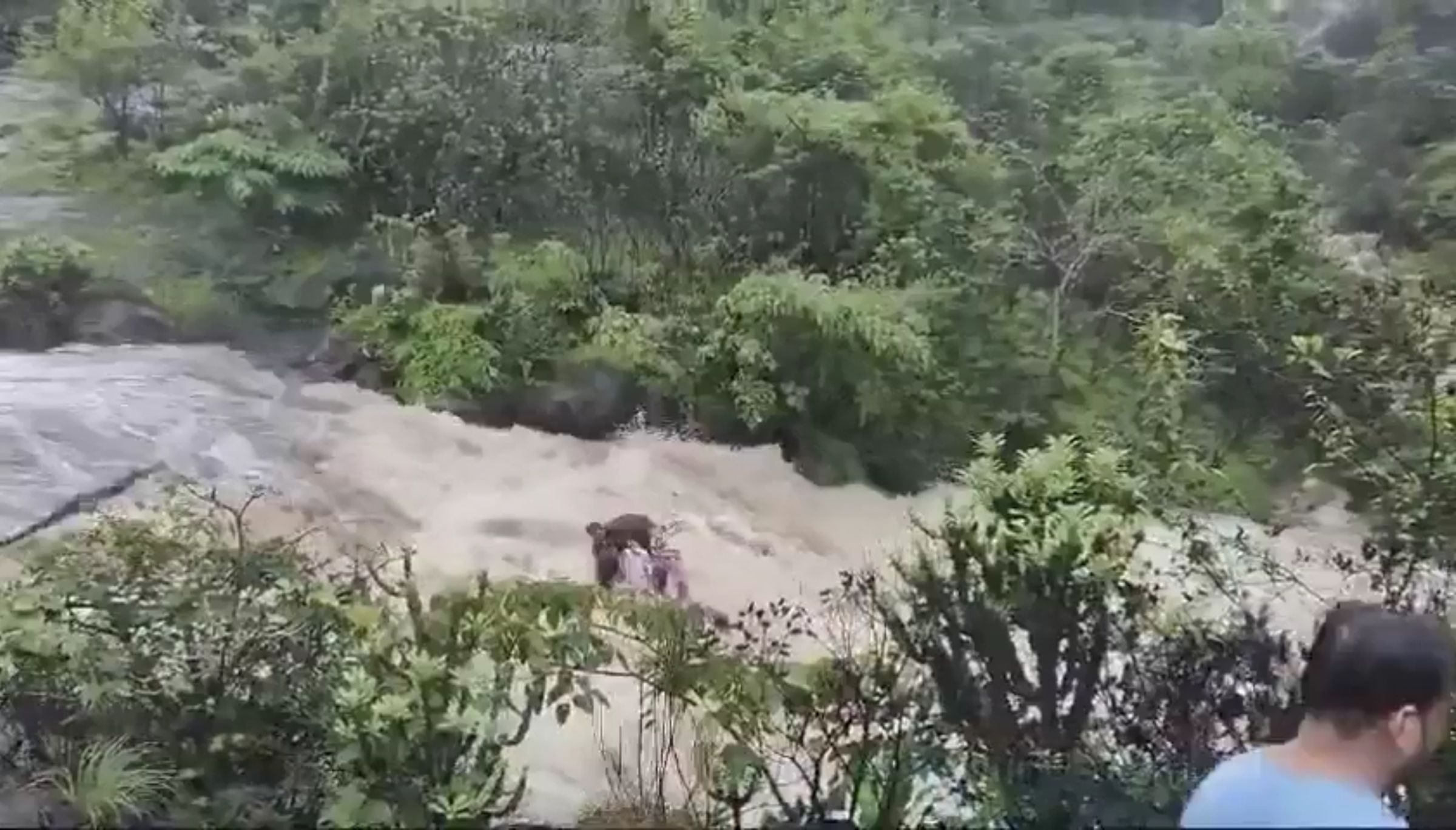 遊客不敵湍急水流被沖走。(翻攝自X)