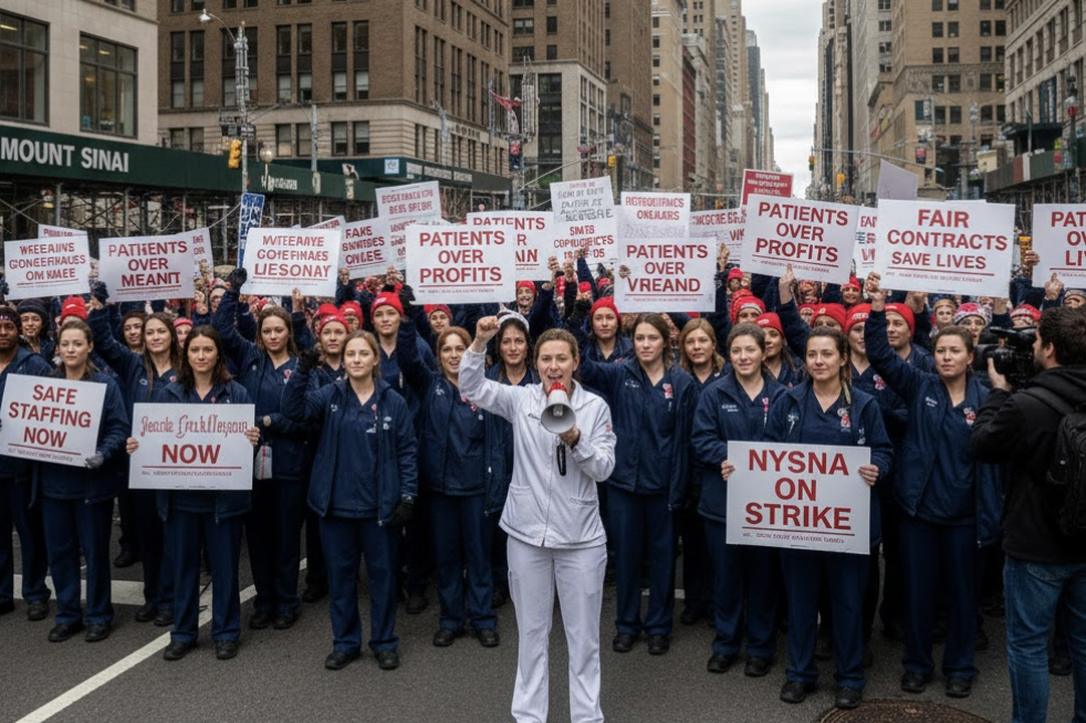 紐約爆發史上規模最大的護理師罷工行動。（示意圖，由AI生成）
