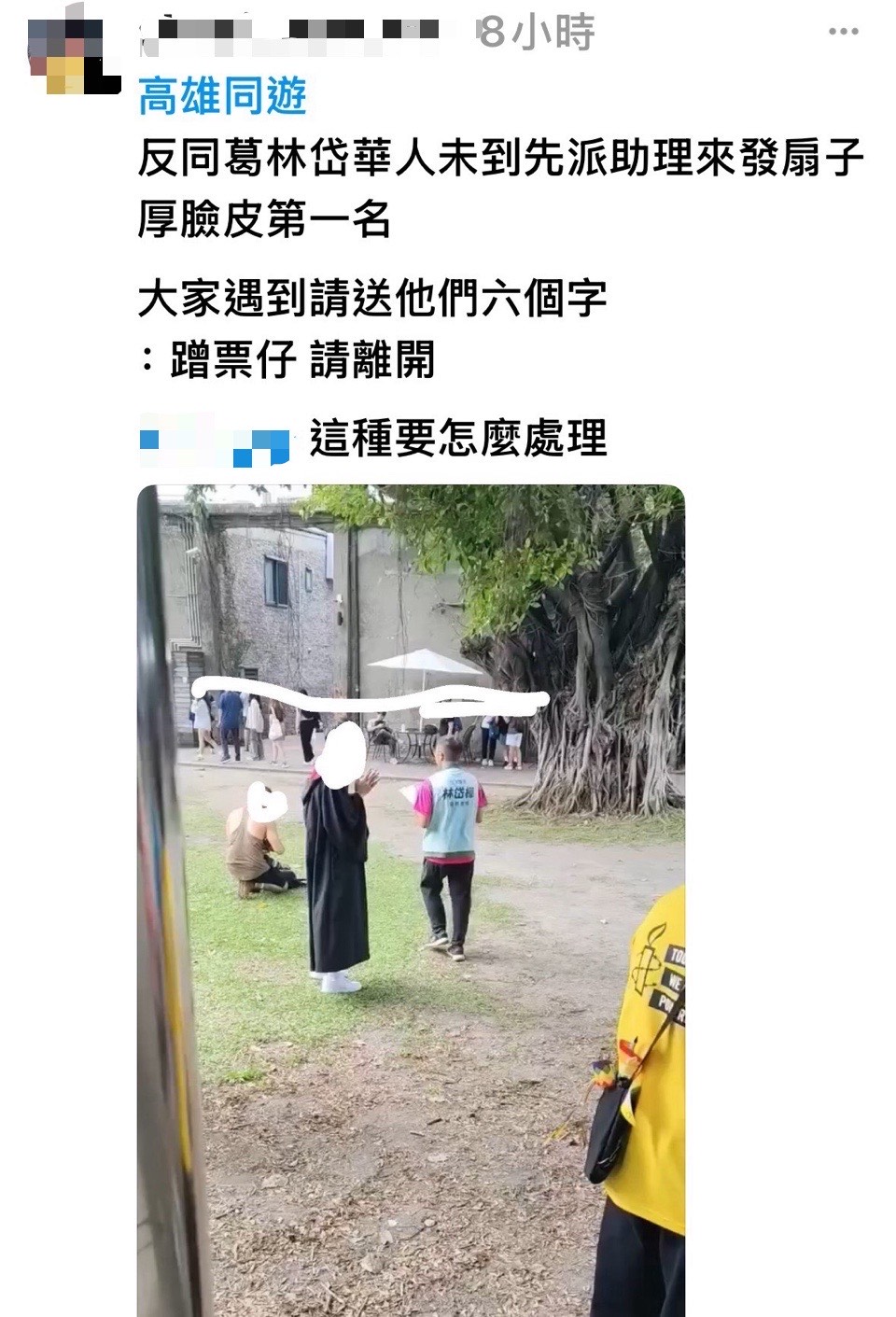 網友發文譏笑林岱樺「蹭票仔」。（翻攝自林岱樺臉書）