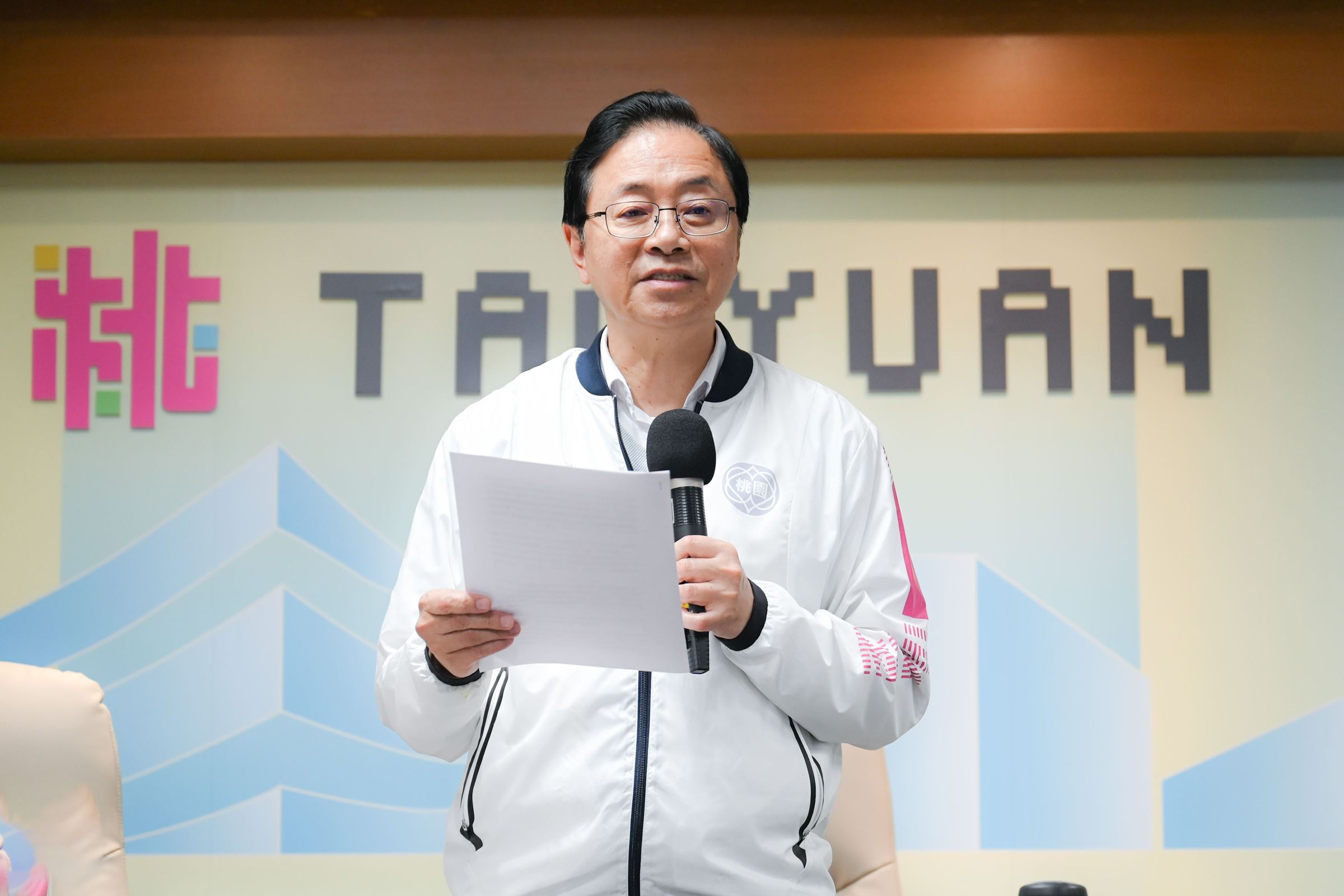 桃園市長張善政難得對中共軍演表態。(桃園市政府提供)