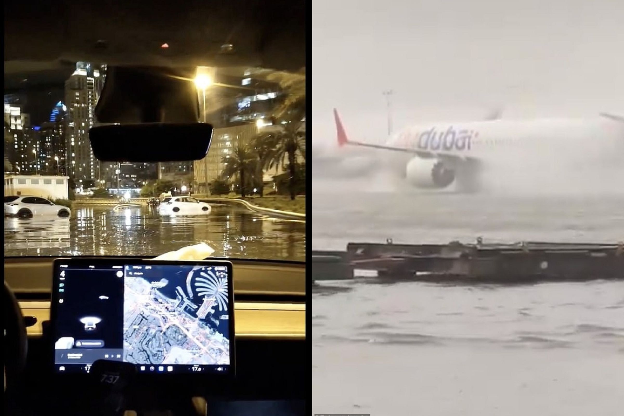 阿拉伯地區遇75年來最大暴雨!杜拜飛機名車水上漂,全城泡水震撼影片曝光。(翻自《每日郵報》)