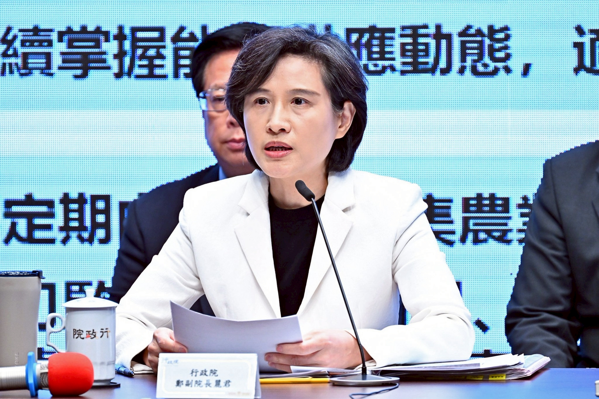 鄭麗君表示，雙鐵、捷運、公車不漲價「國內航暫緩調整」。（行政院提供）