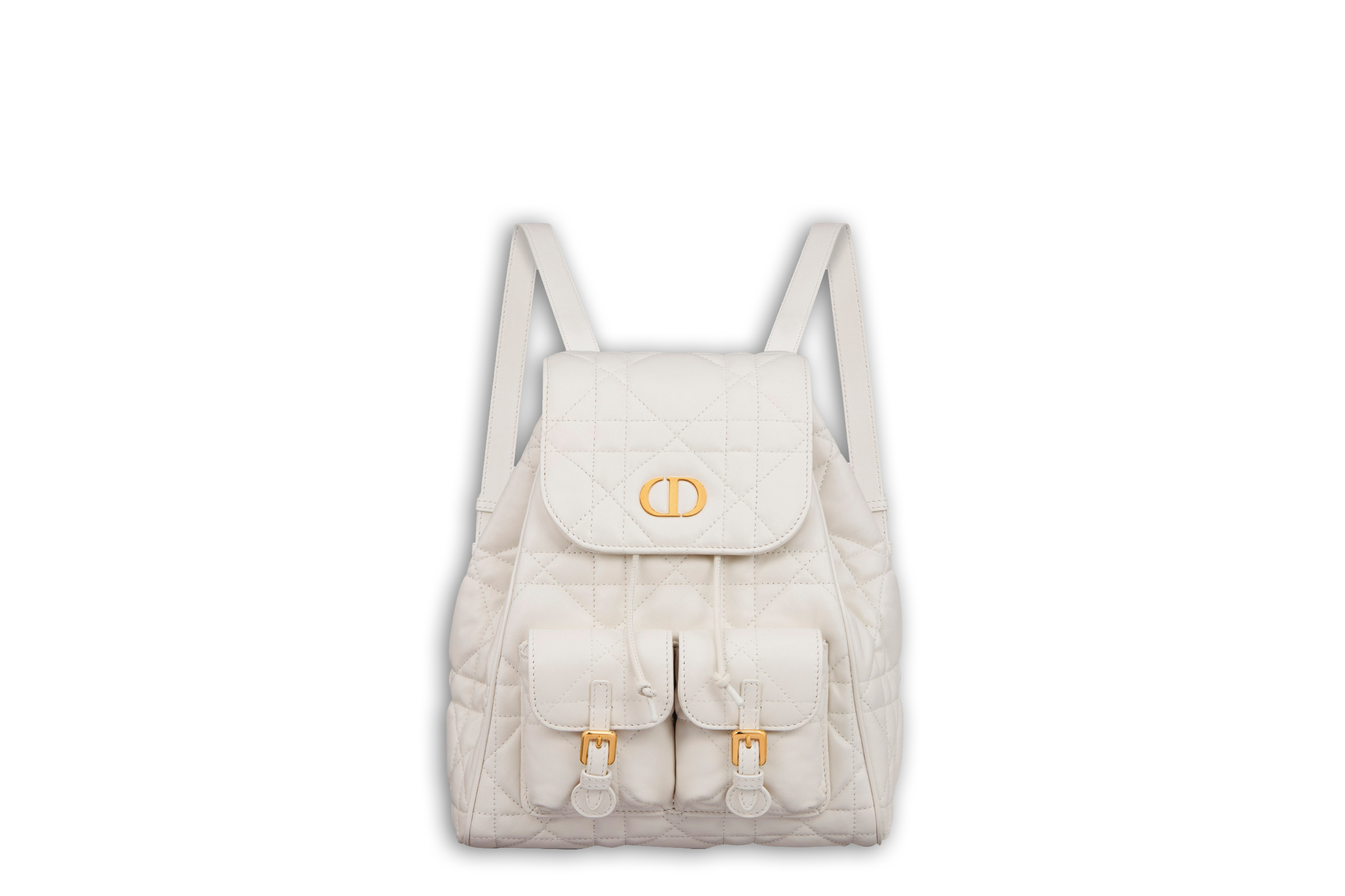 DIOR Caro奶油白色小羊皮大型籐格紋後背包中型款 NT$125,000(迪奧提供)