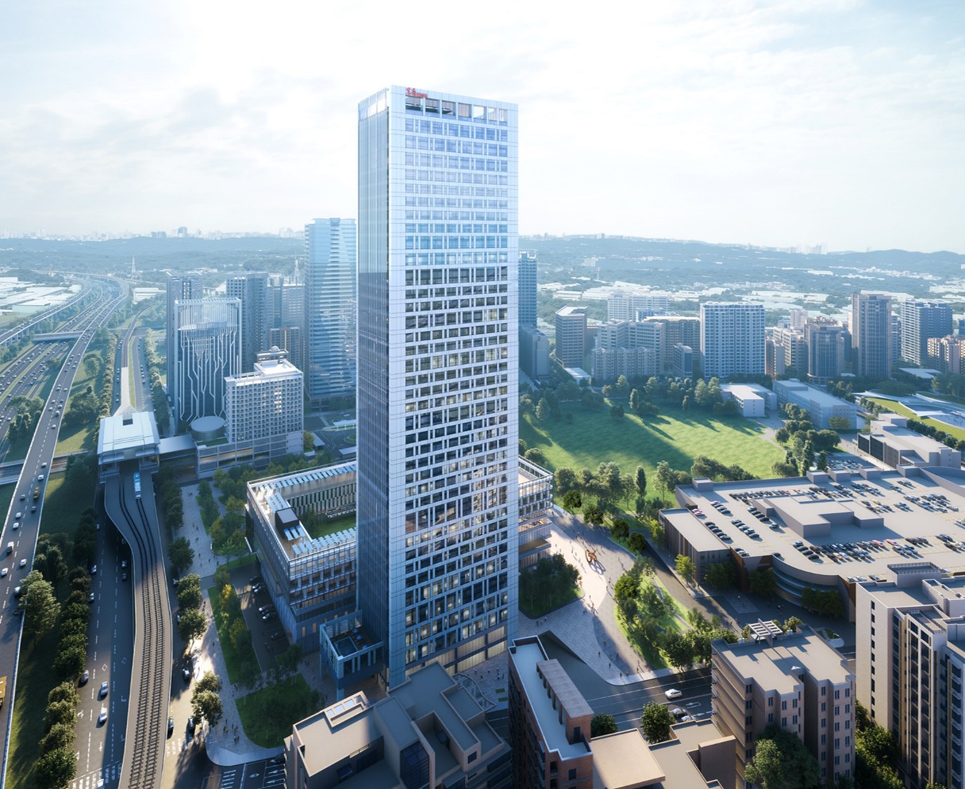 東森集團斥資逾140億元打造「恩典大樓」，樓高199公尺，預計今年12月落成。（東森集團提供）
