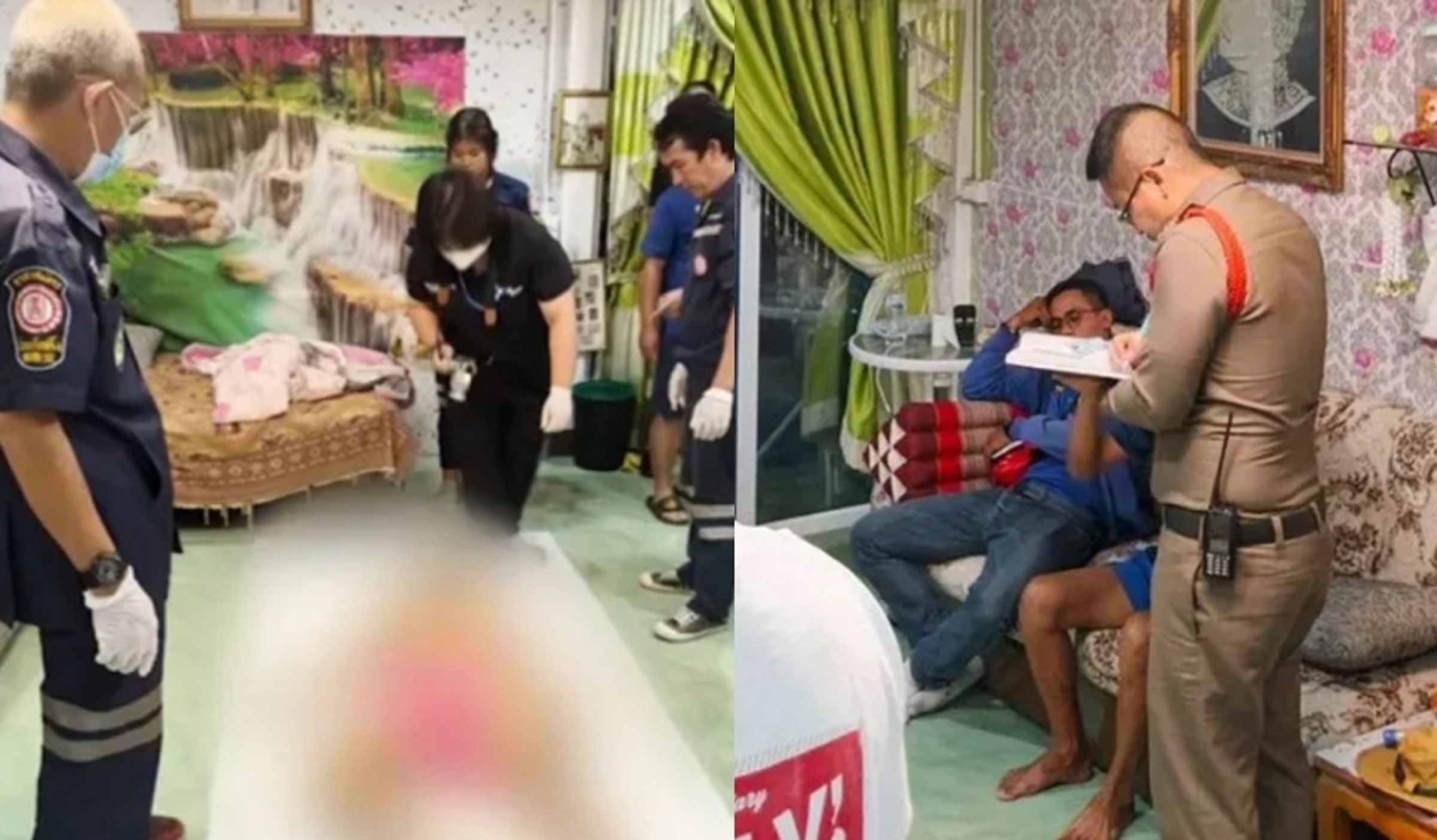 死者倒臥客廳現場，初步未見外傷，但死因仍待法醫確認。（翻攝自MS News）