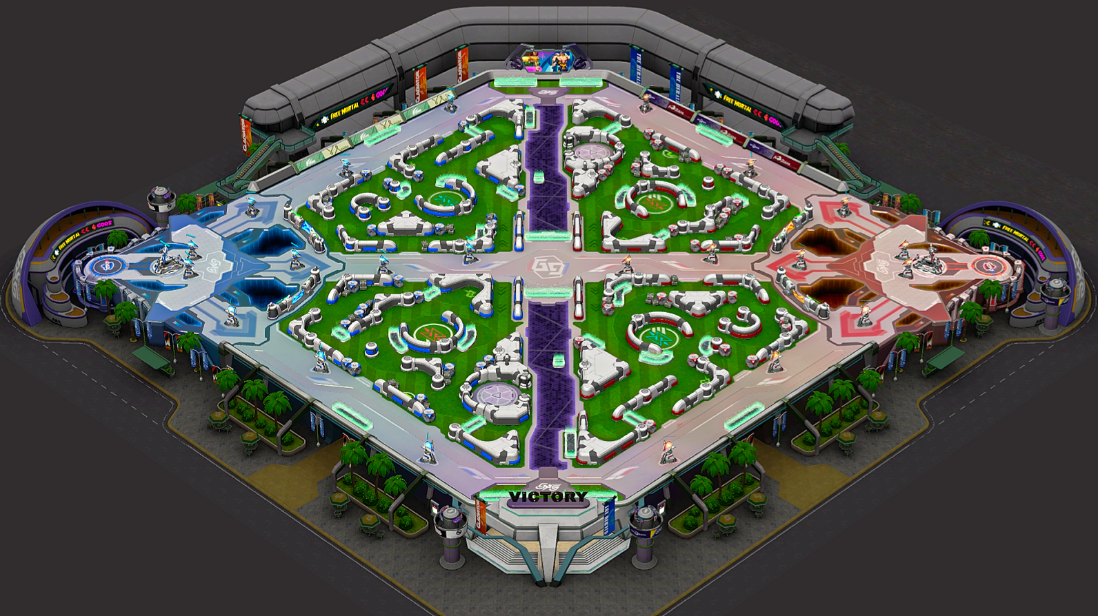 5對5競技場是MOBA遊戲最經典玩法，雙方陣營會從上、中、下三路攻向對手。（天火數位提供）