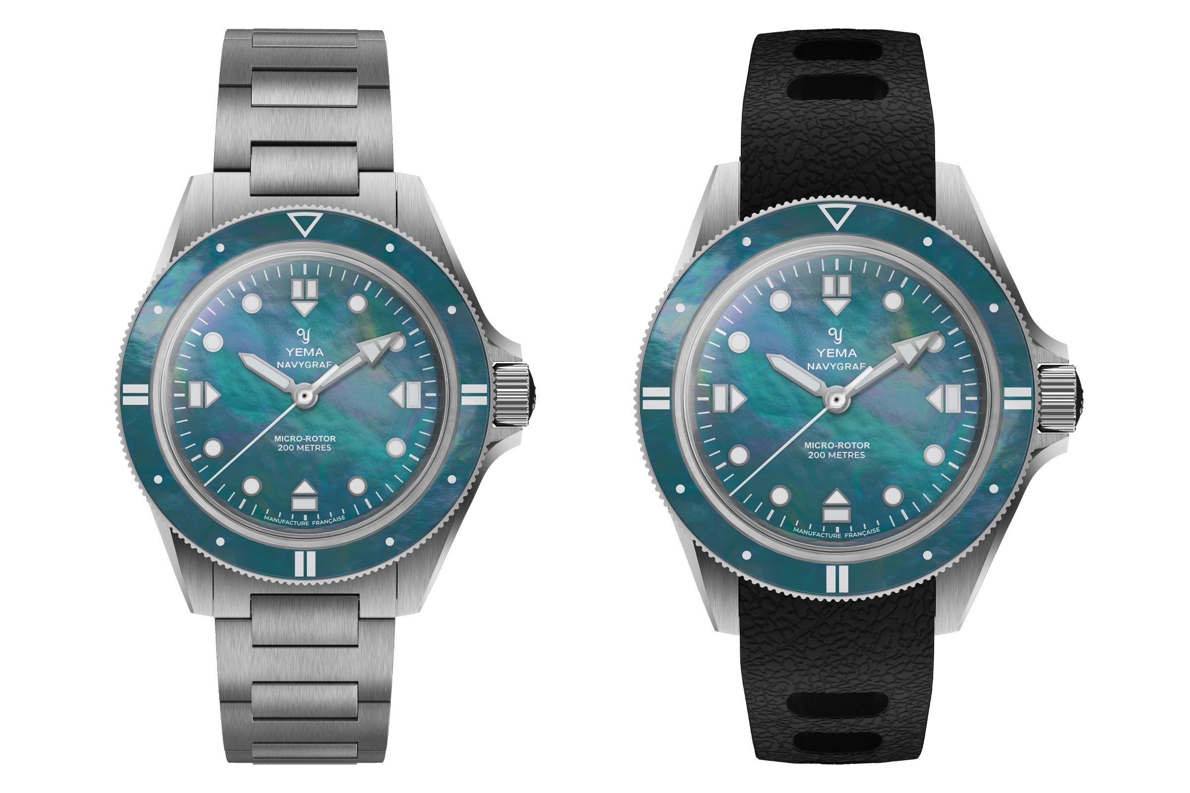 YEMA Navygraf Pearl CMM.20腕錶,定價:NT$113,900(鍊帶)/NT$120.900(橡膠帶)。