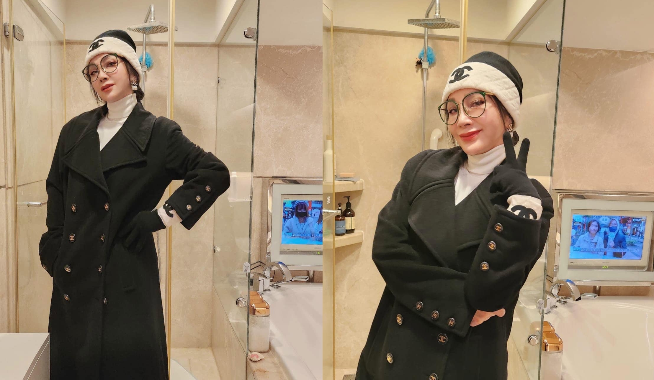 陳美鳳在寒流來時，曬出30年前的香奈兒外套。（翻攝自陳美鳳臉書）