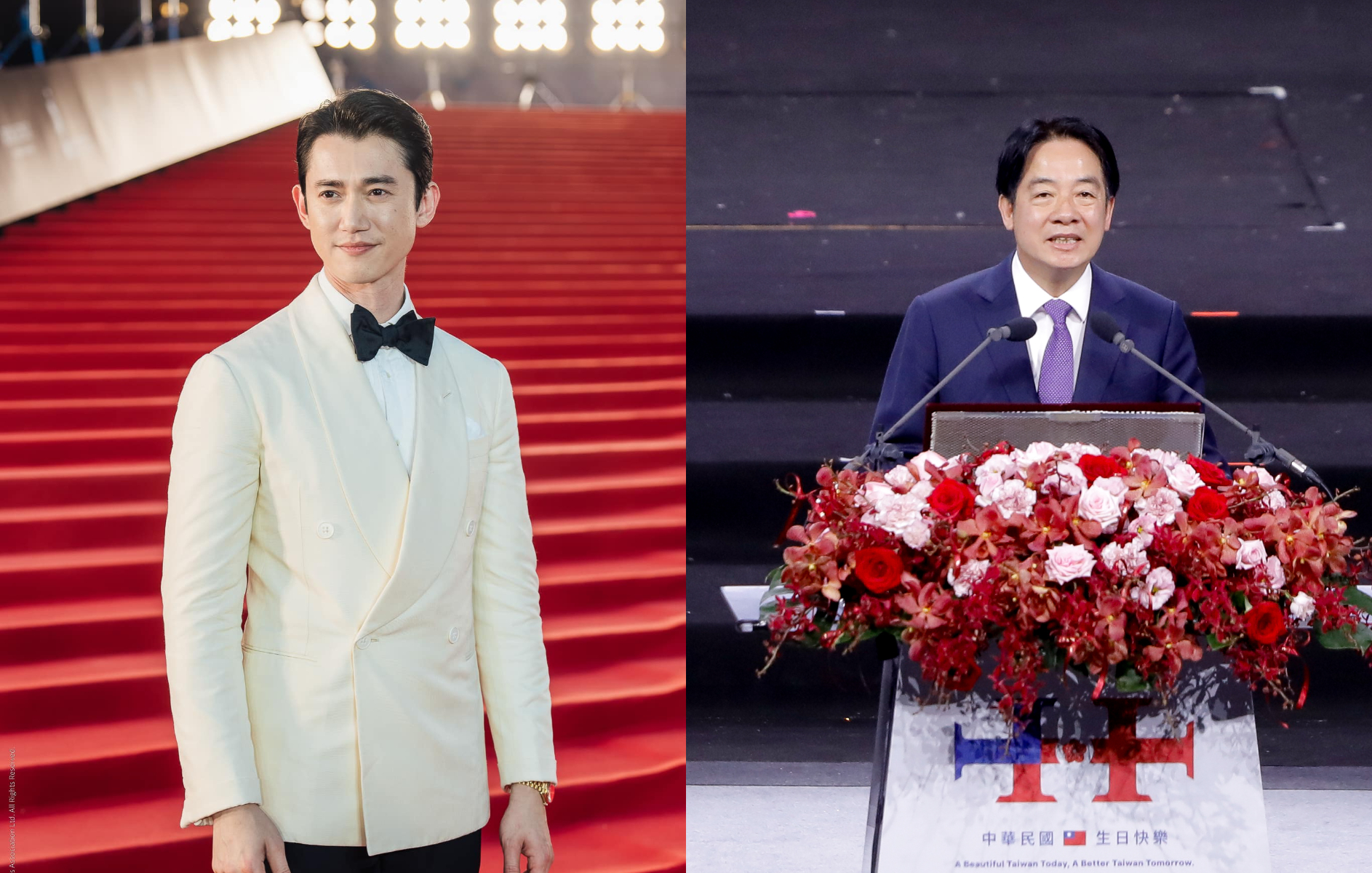 賴清德（右圖）在國慶晚會上一番「祖國論」，被認為是針對吳慷仁（左圖）等藝人而來。（本刊資料照、翻攝吳慷仁臉書）