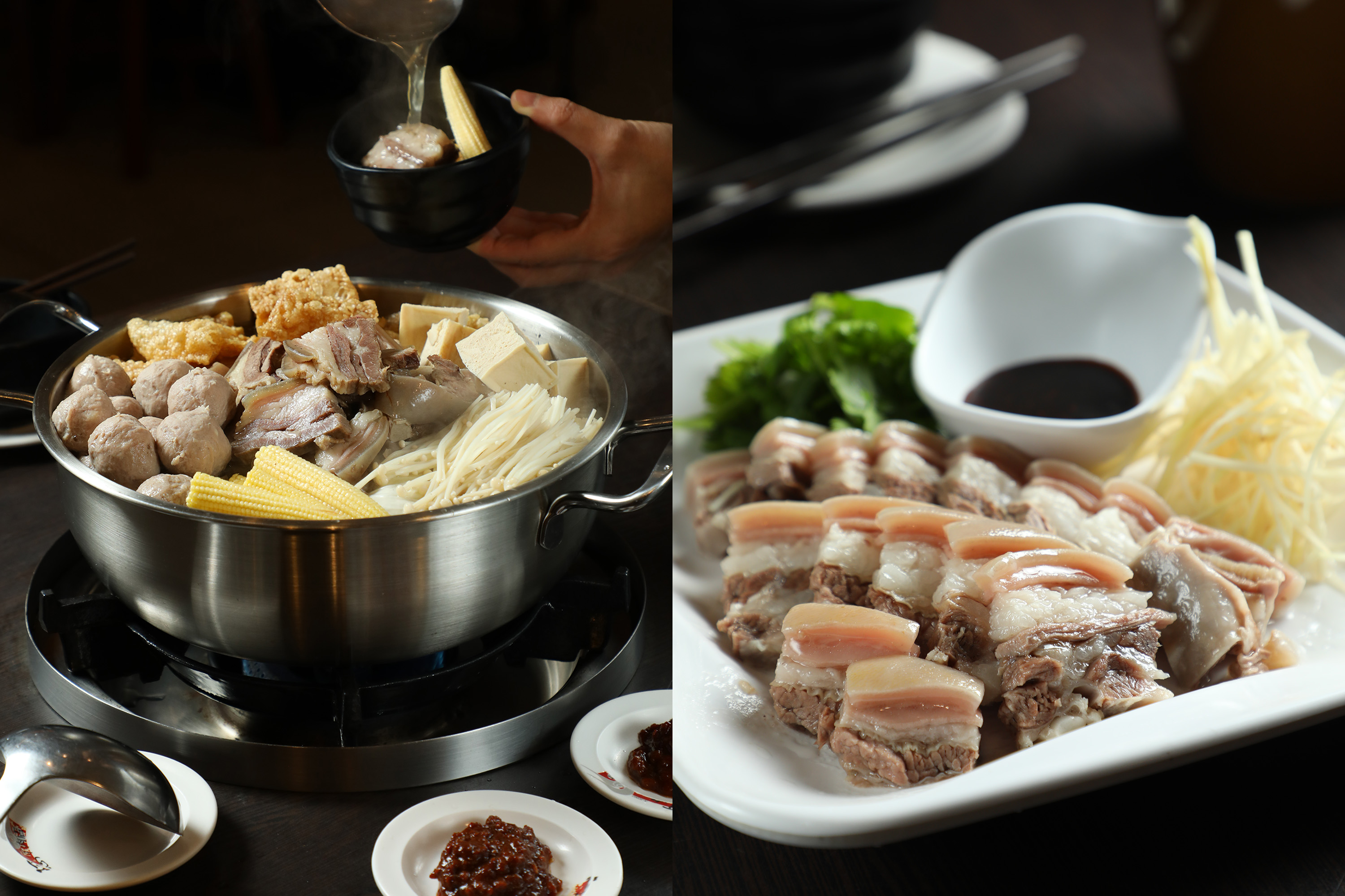 桃園「阿忠羊肉店」今年推出外帶年菜，提供3～5人及6～8人的火鍋組合。