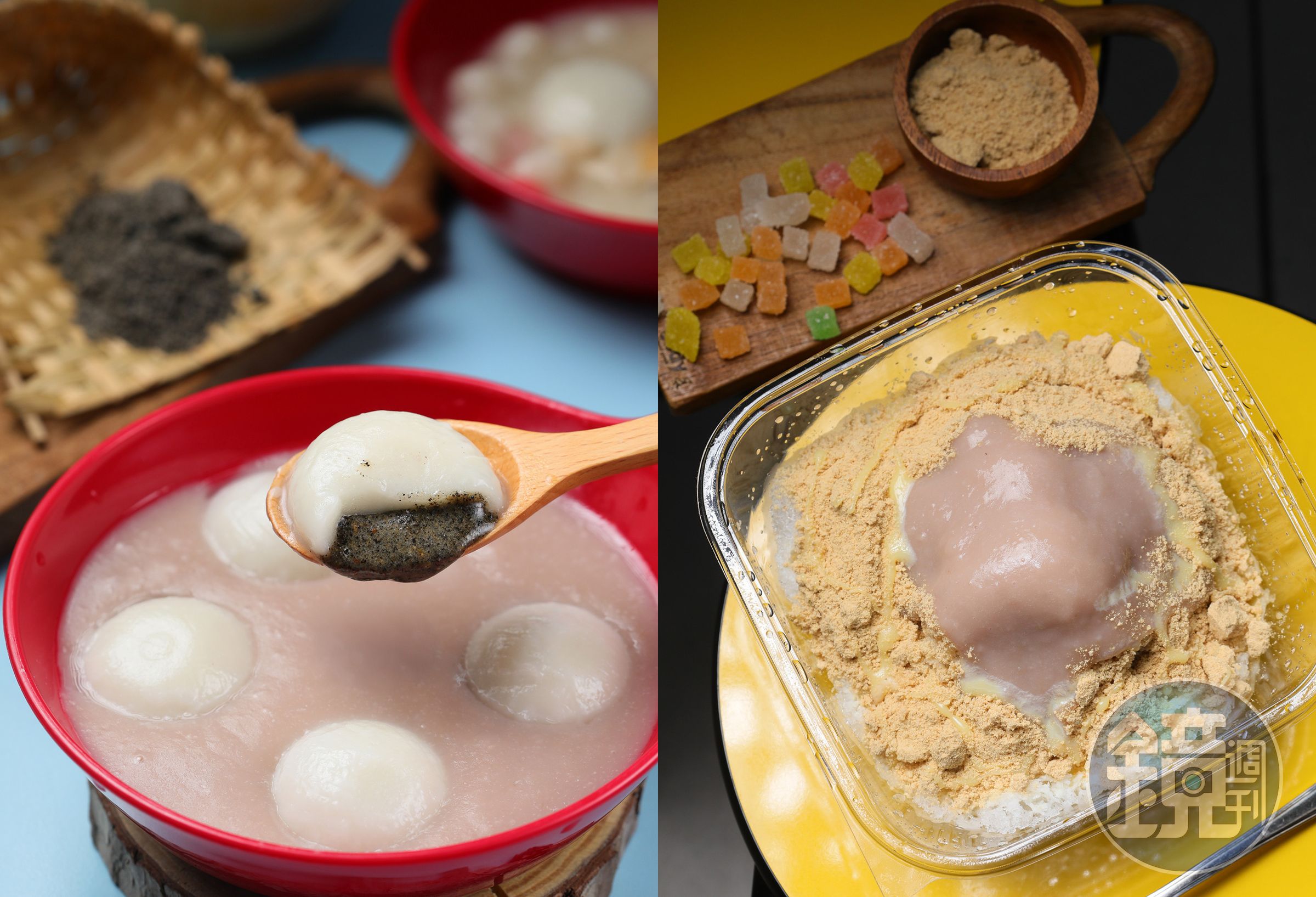 「六順豆花」的包餡湯圓與麵茶系列，都是冬季最為熱賣的甜品。