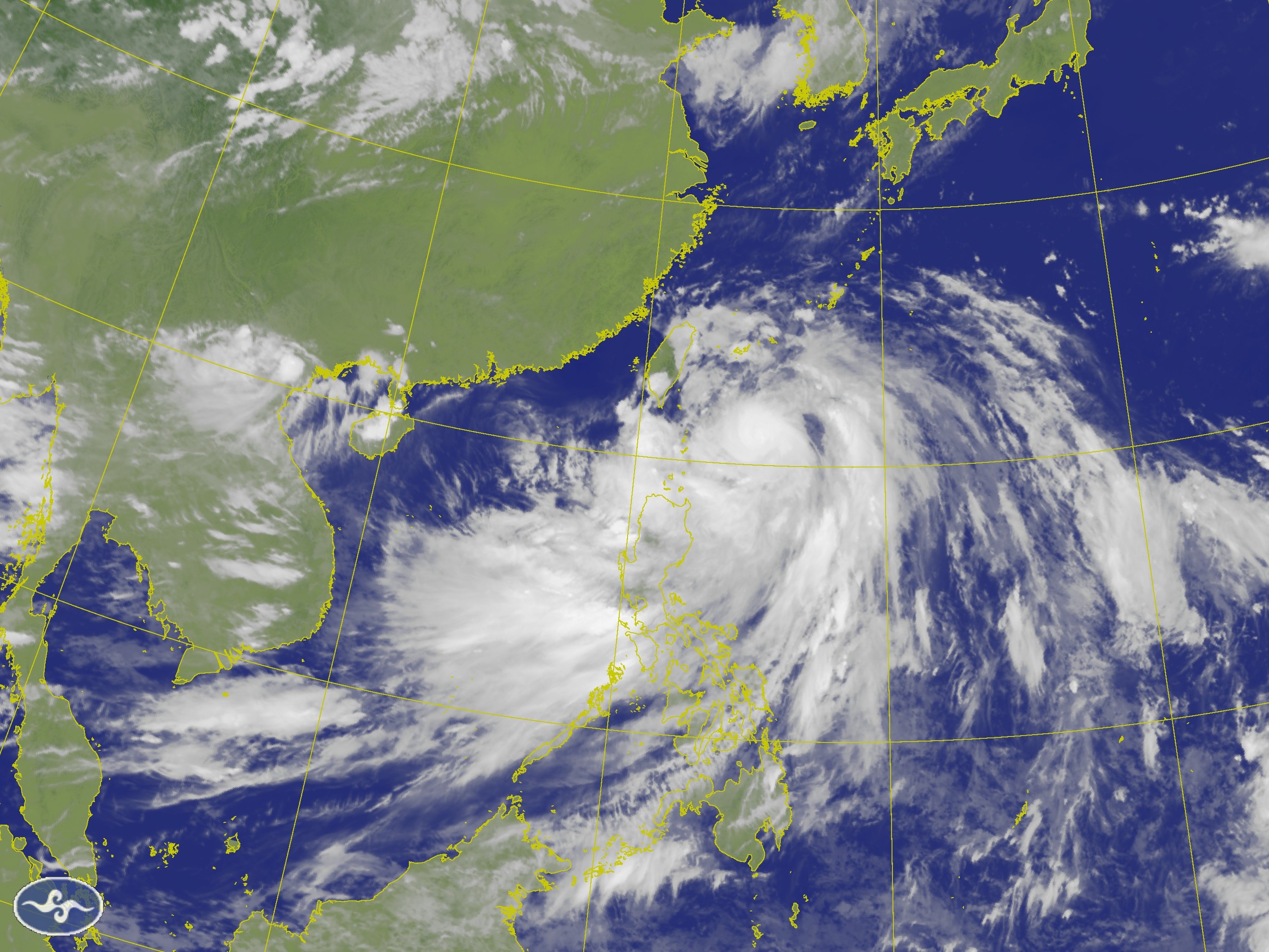 凱米颱風已觸陸。（中央氣象署提供）