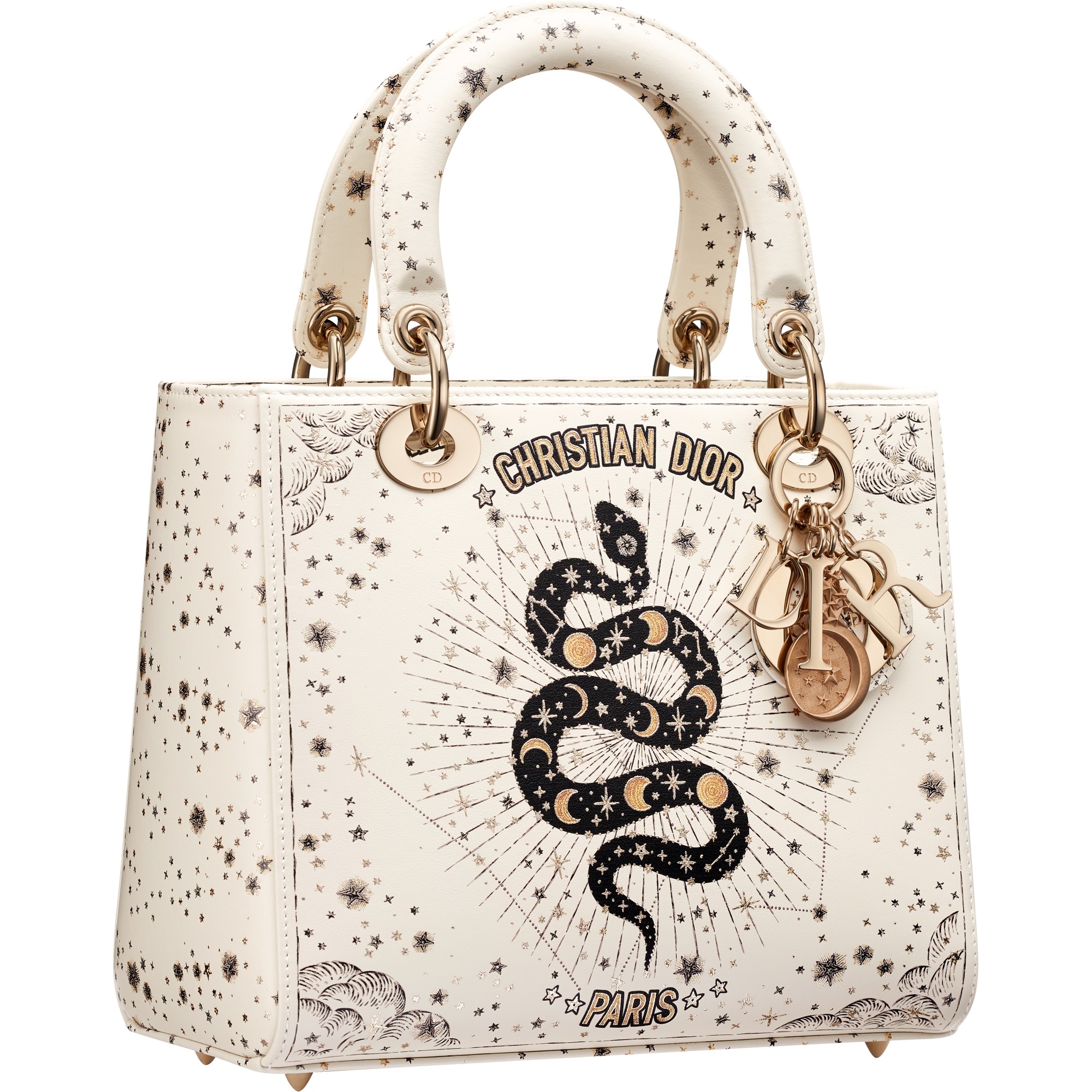 Lady DIOR Astral蛇形刺繡中型包款。NT$215,000（迪奧提供）
