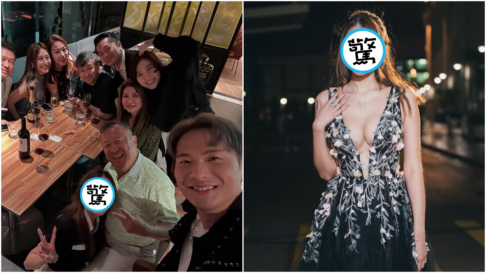 女星跪曾志偉雙腿間合照貼緊緊，超狂身分曝光。（翻攝張佳添、鄧凱文IG）