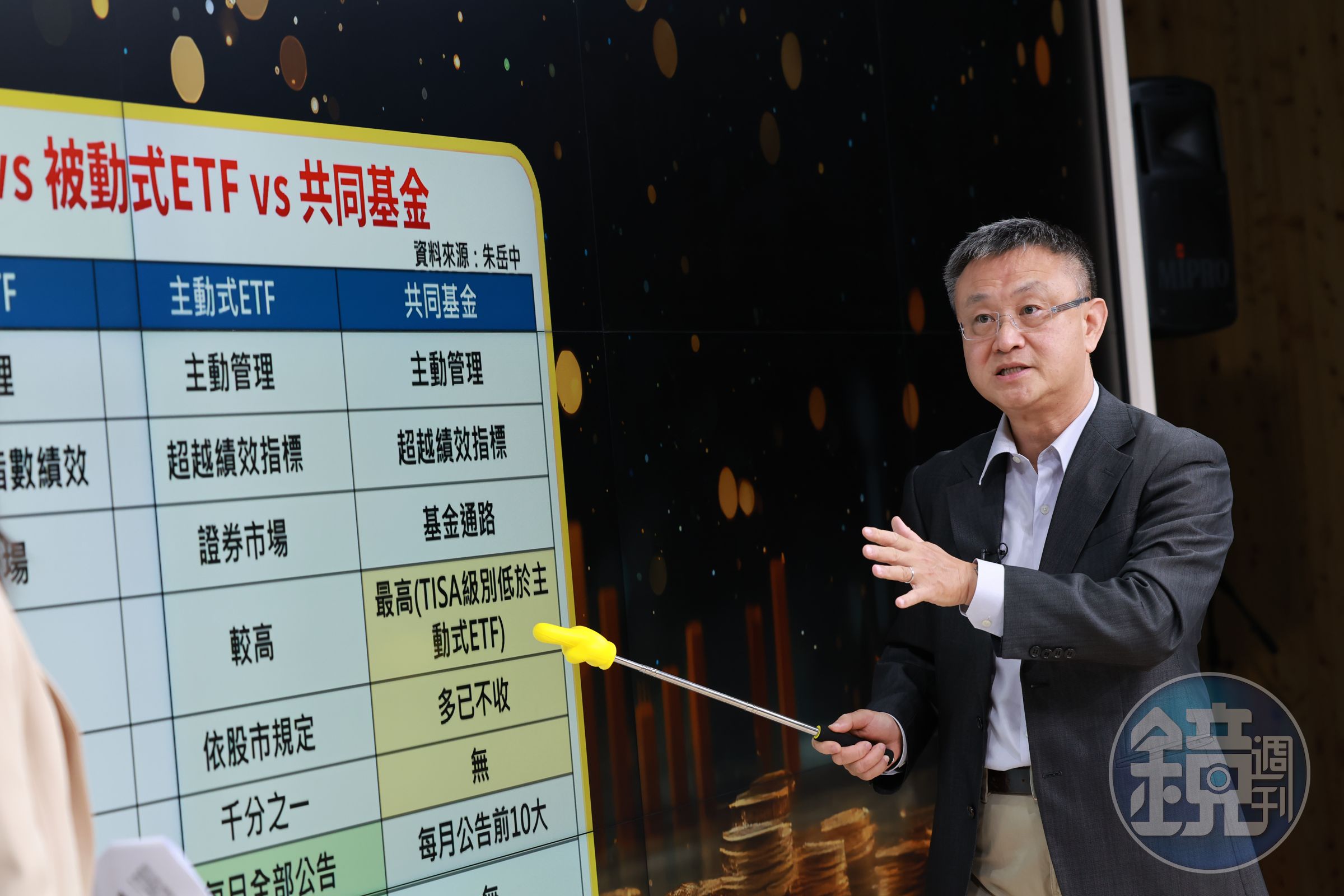 基金教授朱岳中直言，主動式ETF最大問題就是透明度過高、持股全揭露。
