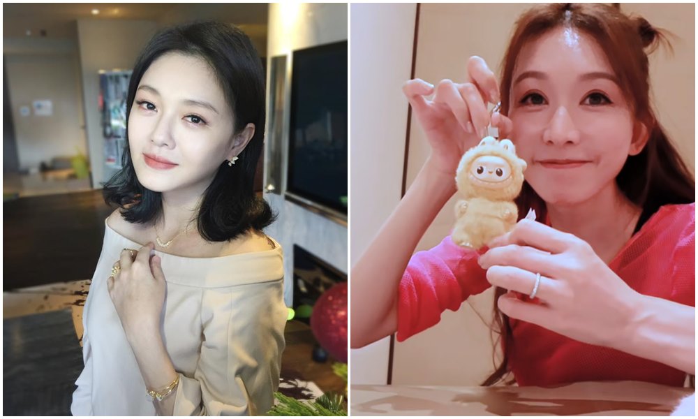 林志玲開箱Labubu，其中一幕讓人想起大S。（翻攝林志玲小紅書、大S臉書）