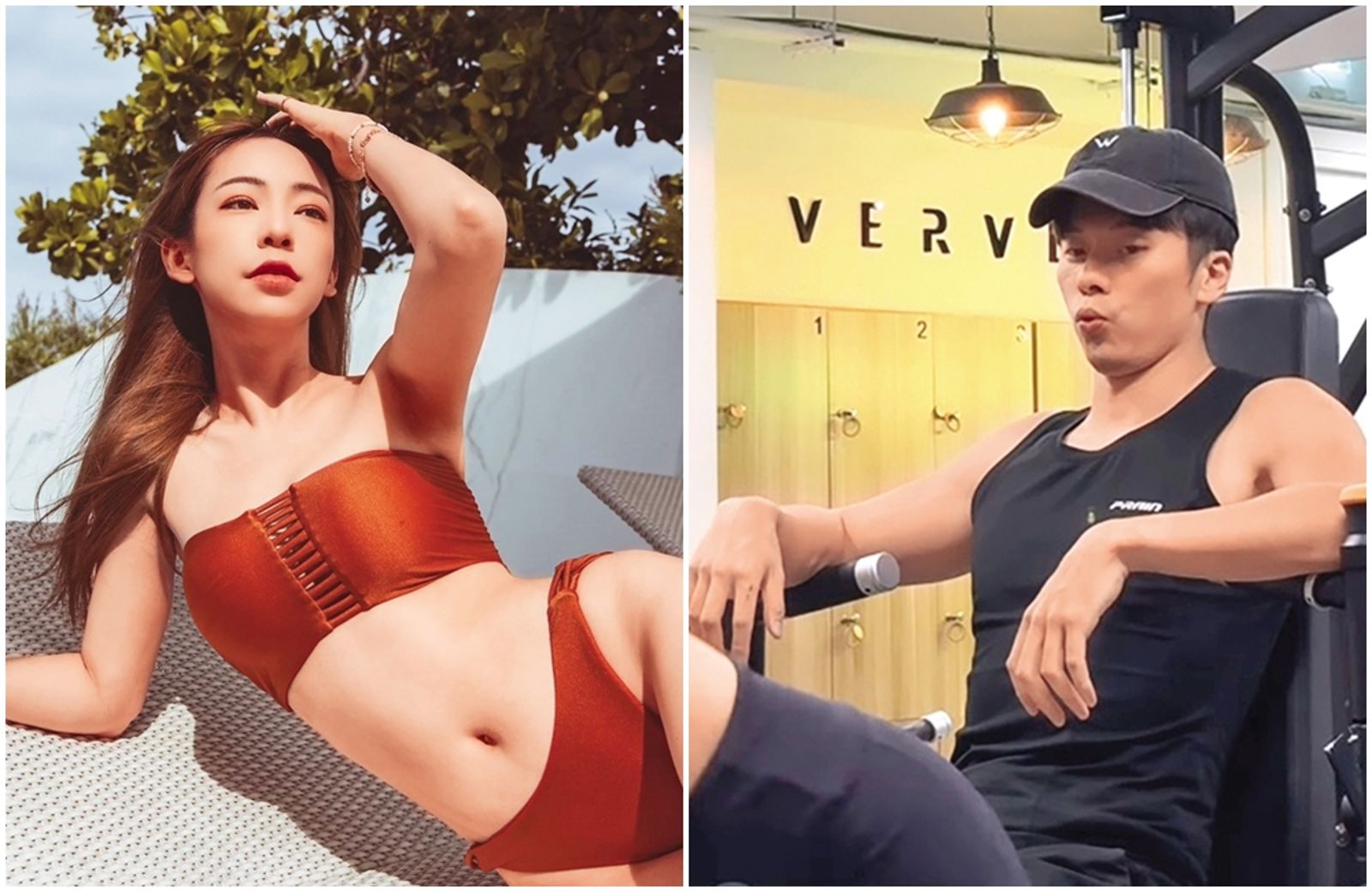 陳天仁不吝於展示她的纖細腰身和修長身材,沒想到卻成了性騷擾目標。(左圖,翻攝自陳天仁臉書;右圖,翻攝自蔣政IG)