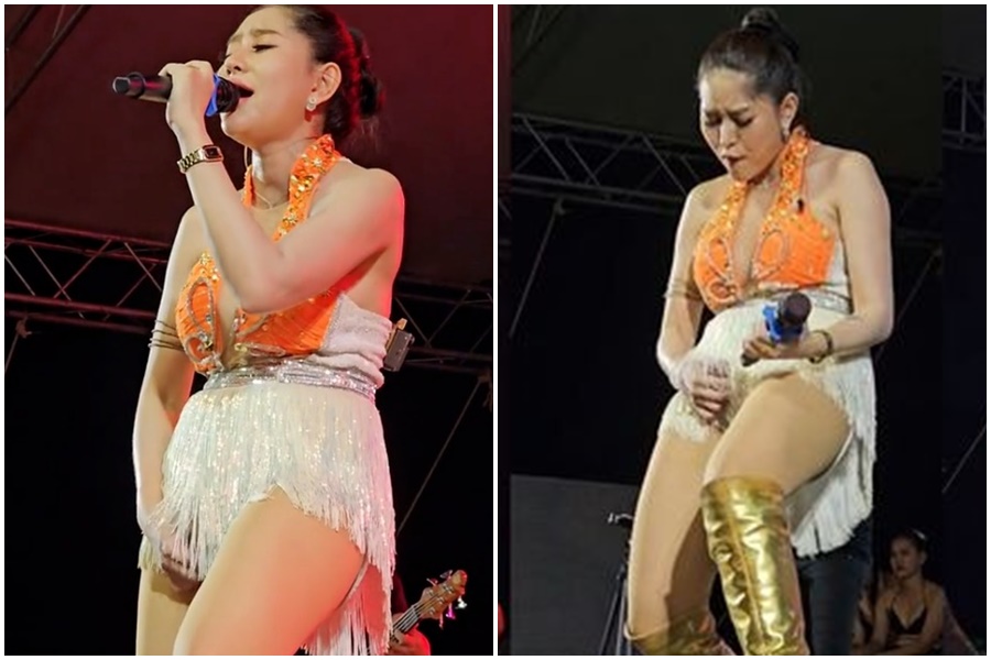 泰國女歌手poodang日前因在演出期間不斷做出用手「抖陰部」動作，引發關注。（翻攝自TikTok）