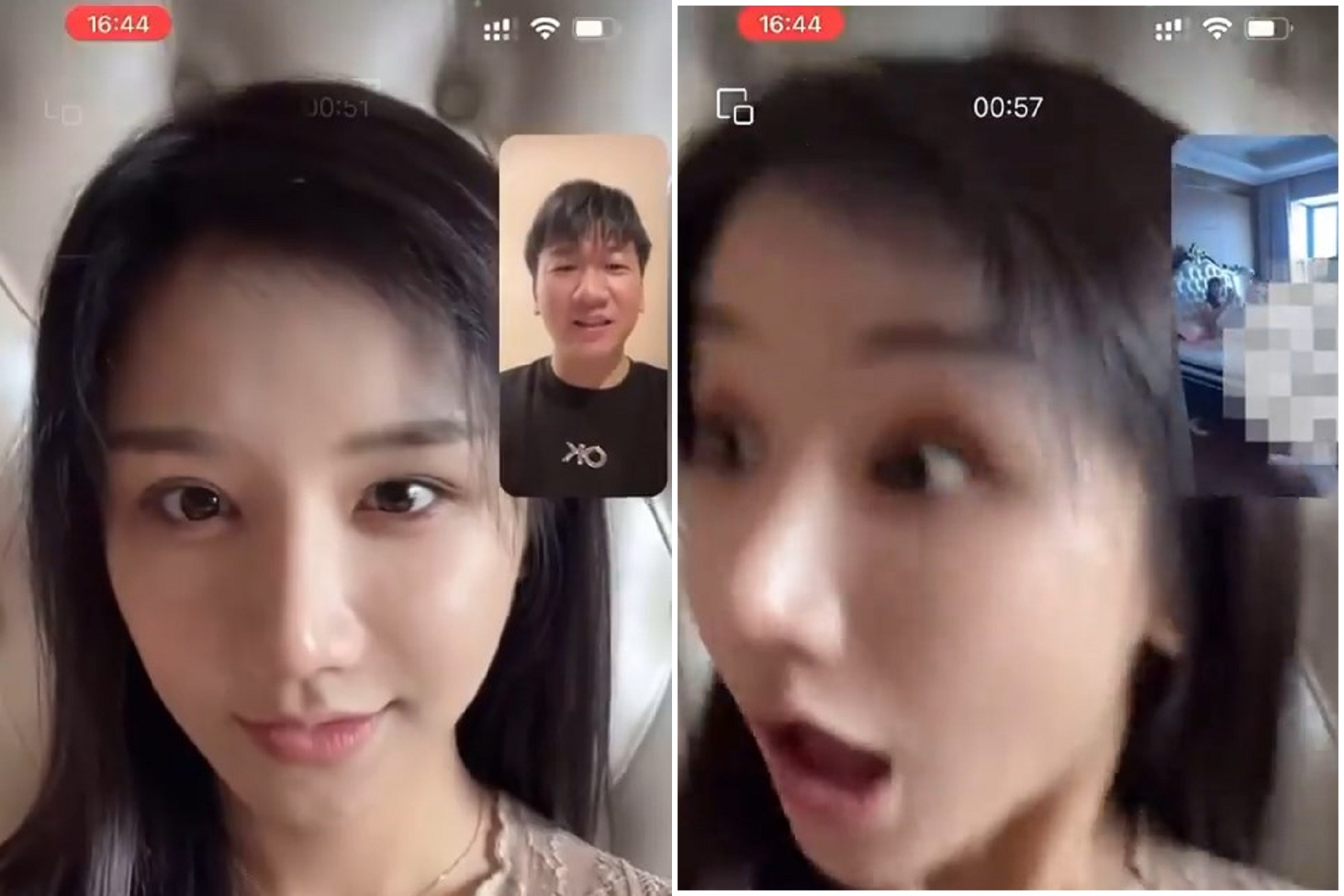 正妹被男友甜喊「給你一個驚喜」，下一秒驚呆了！瞬變捉姦驚悚片。（翻自X平台）