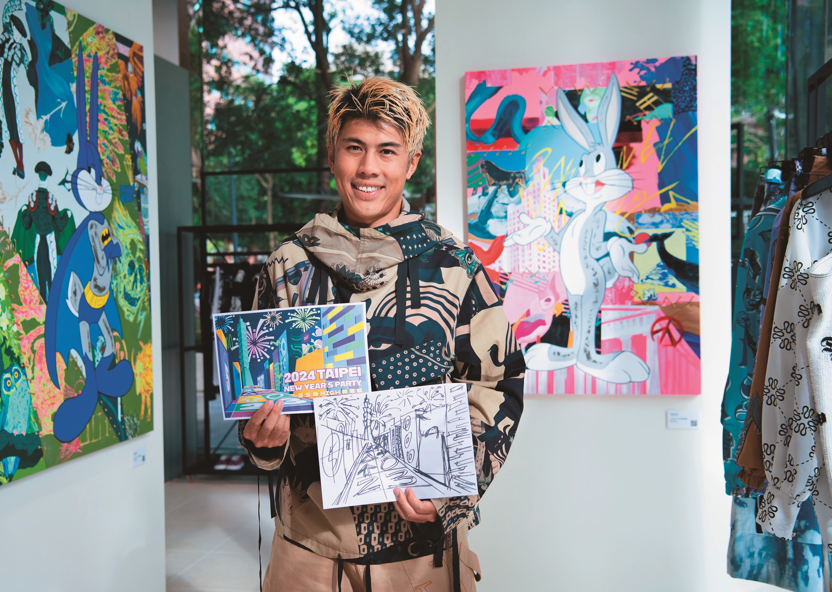 「臺北最High新年城―2024跨年活動」主視覺發想自信義區街景，呈現繁華、熱鬧的氛圍。（攝影／李智為）