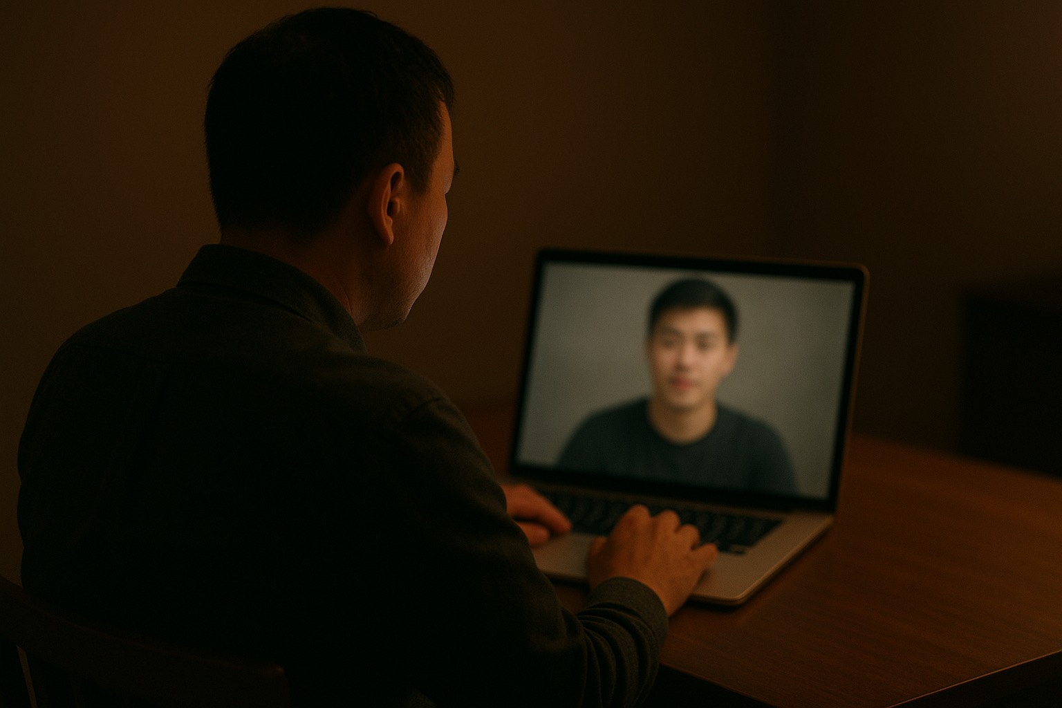 40歲的王姓男子誆稱是動過變性手術的女性，上網約男網友視訊裸露性器官或自慰，藉此竊錄轉賣。（示意畫面，ChatGPT生成）