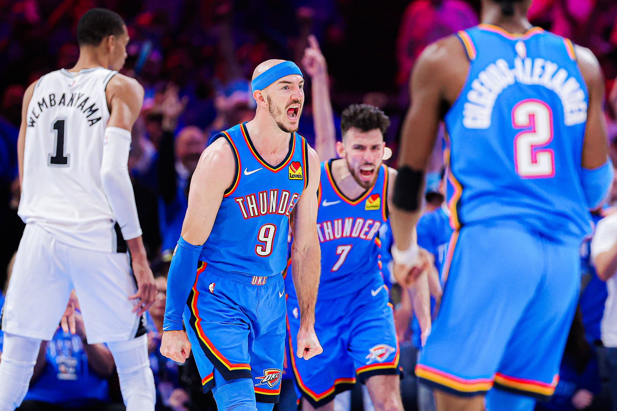 雷霆後衛卡魯索西決G2攻下17分5助攻。(翻攝自X@okcthunder)
