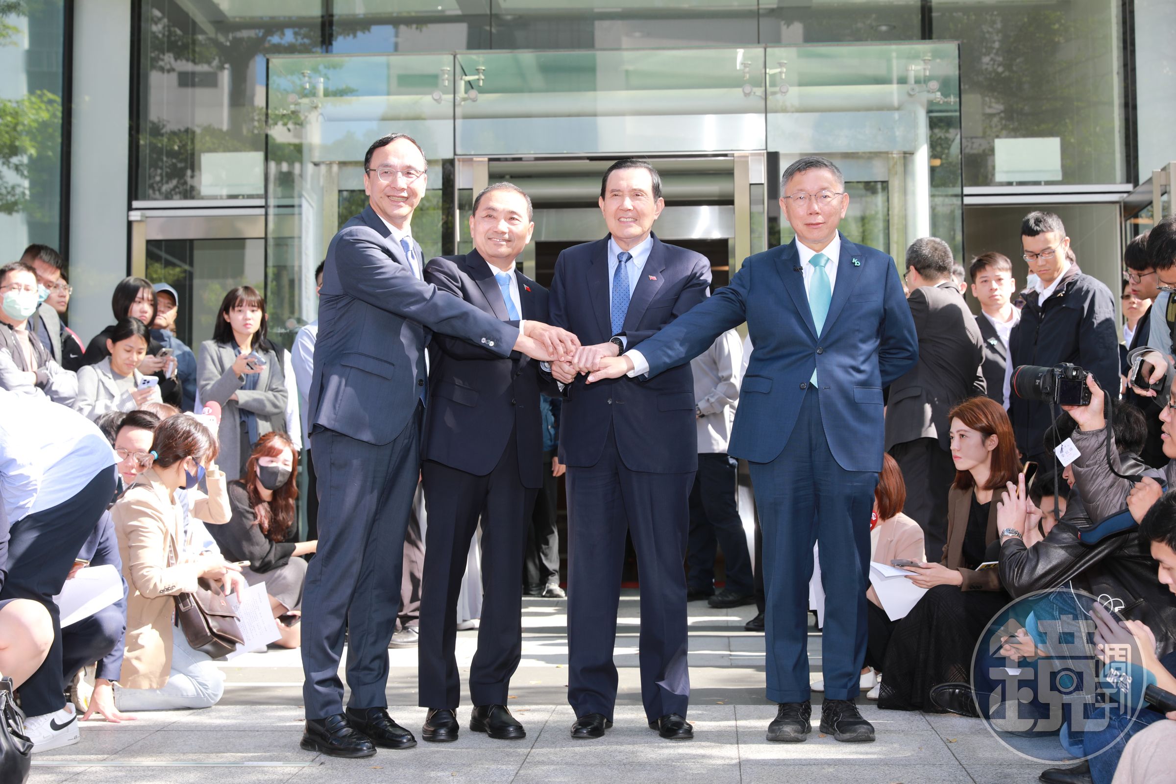 北檢將朱立倫（左起）、侯友宜、馬英九、柯文哲列為選他字案被告偵辦。（本刊資料照）