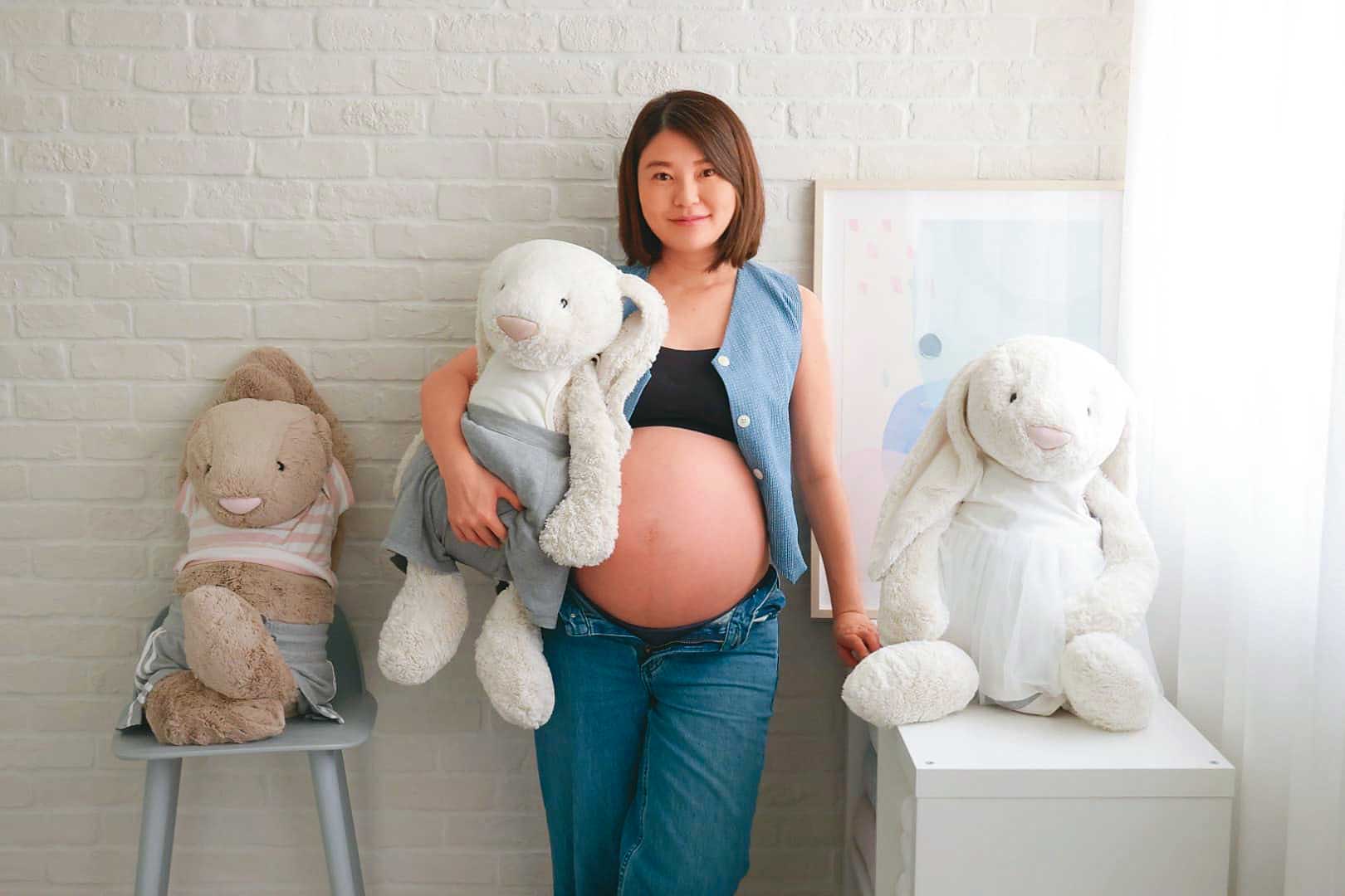 吳敏髣從求子到懷孕的過程都相當艱辛，努力撐到35週才剖腹生產。（吳敏髣提供）