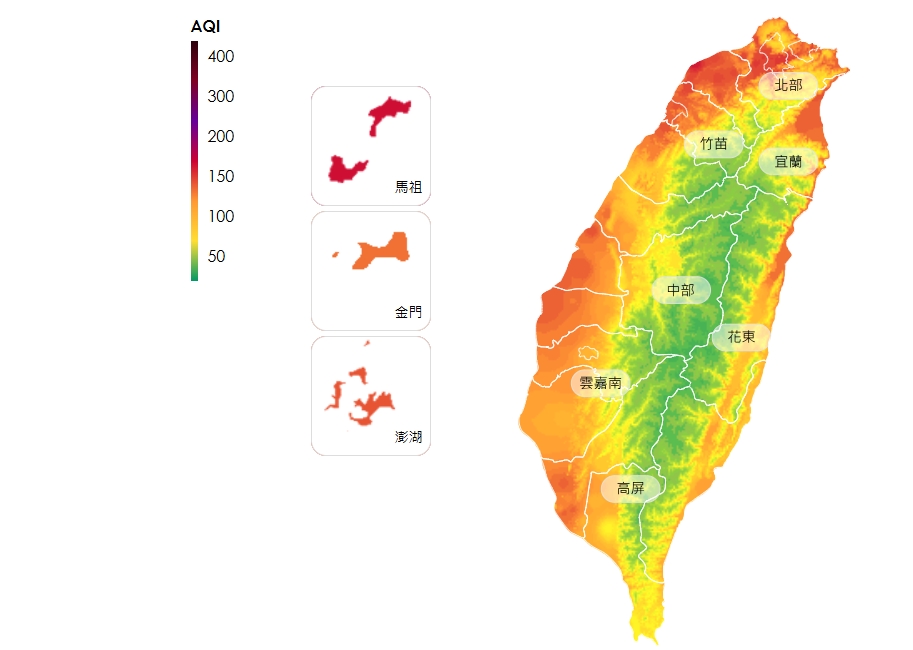 全台空品警戒。（翻攝自環境部官網）