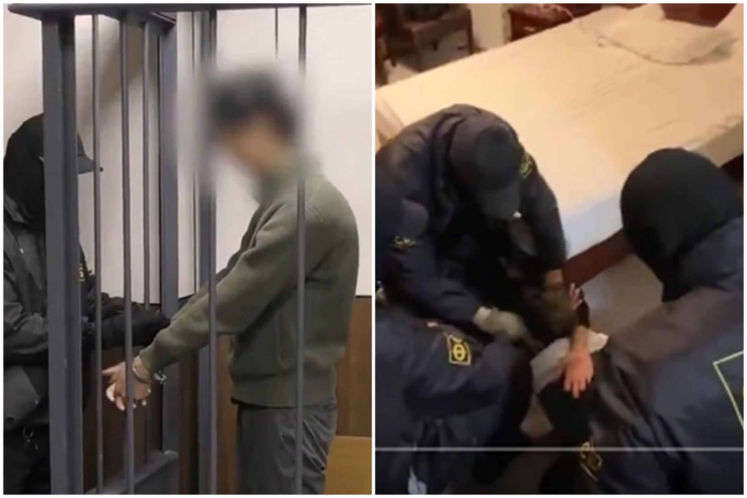 日本北海道新聞1名男記者遭俄羅斯聯邦保安局以「涉嫌從事間諜活動」為由強行拘留,並公開該名記者被關在鐵籠內的影片,引發國際輿論。(翻攝自俄羅斯聯邦保安局、X@tassagen)