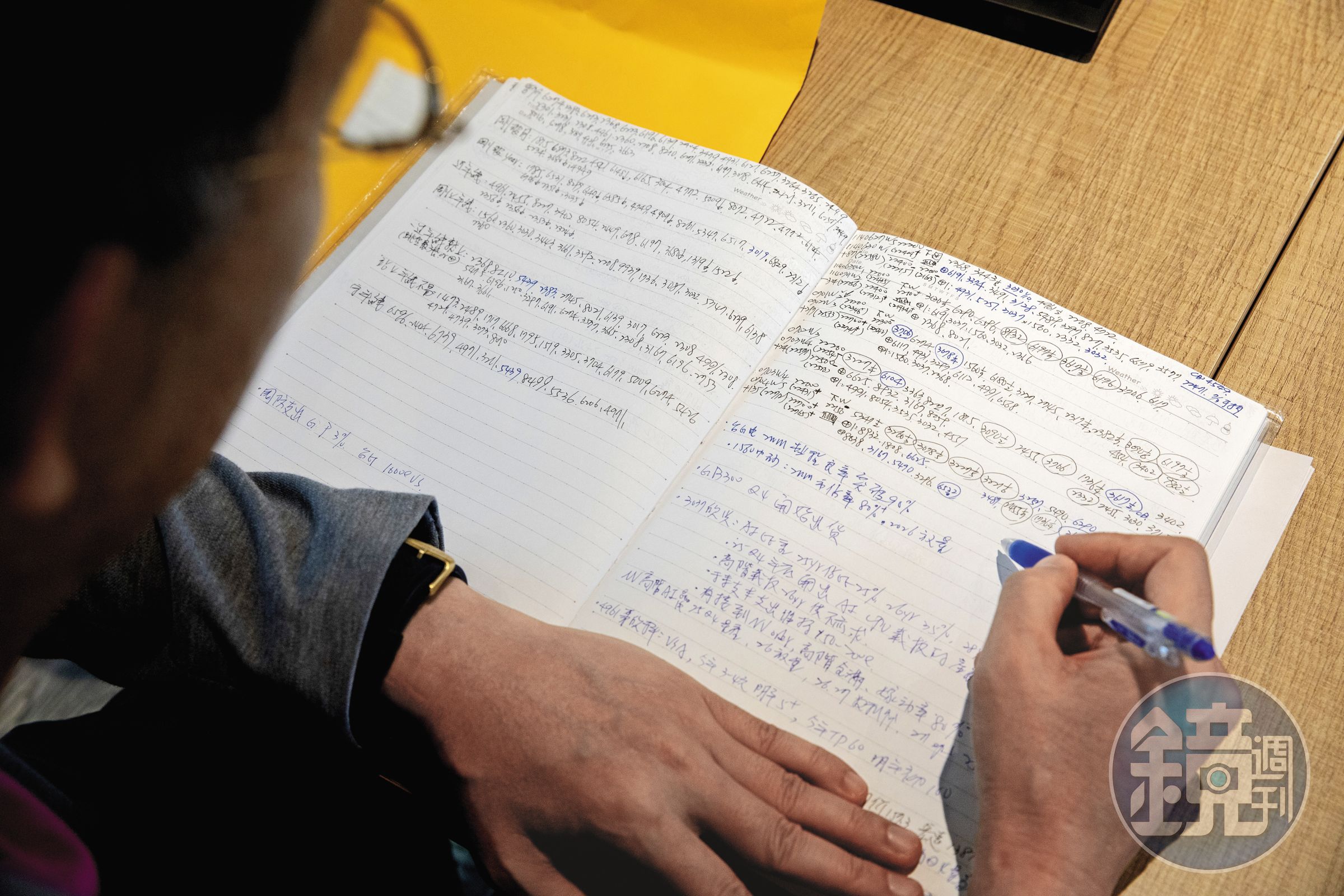 翻開郭勝的投資筆記，裡面記滿個股資訊，包括線型、營收產能、訂單表現。