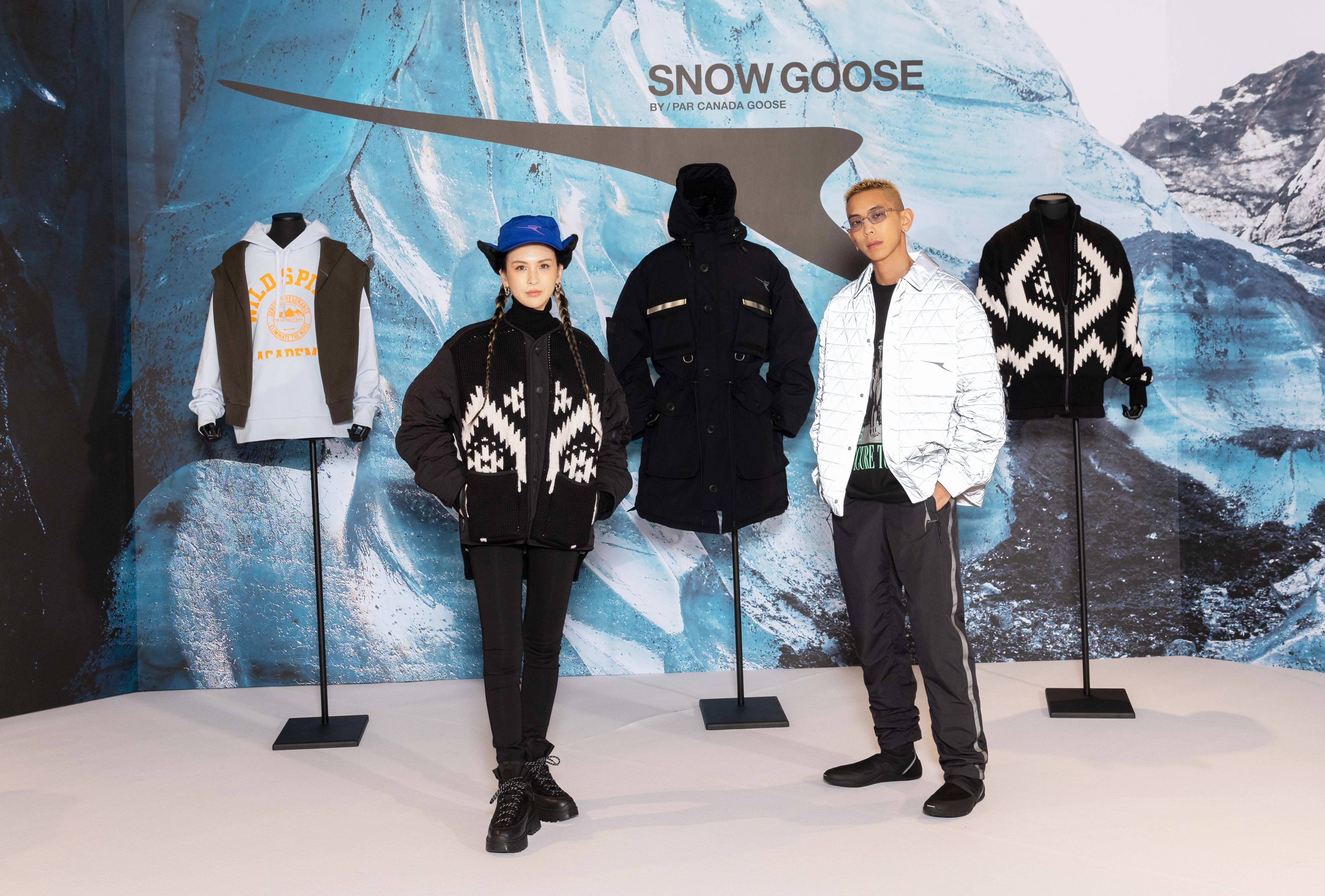（左起）魏如昀、楊艾倫受邀參加SNOW GOOSE BY CANADA GOOSE擔任嘉賓。（CANADA GOOSE提供）